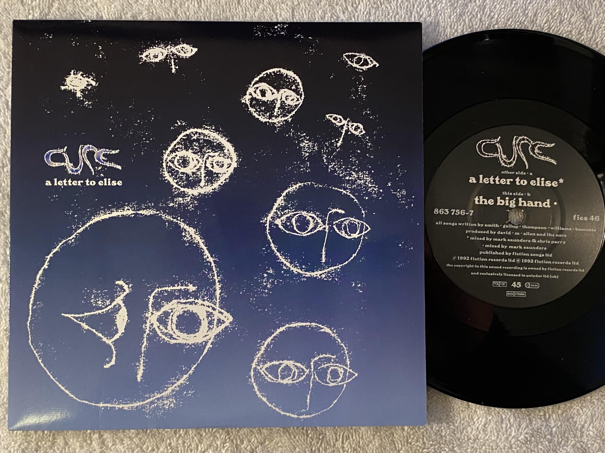 Omslagsbild för skivan CURE A Letter To Elise 7" -92 FICTION Fics 46