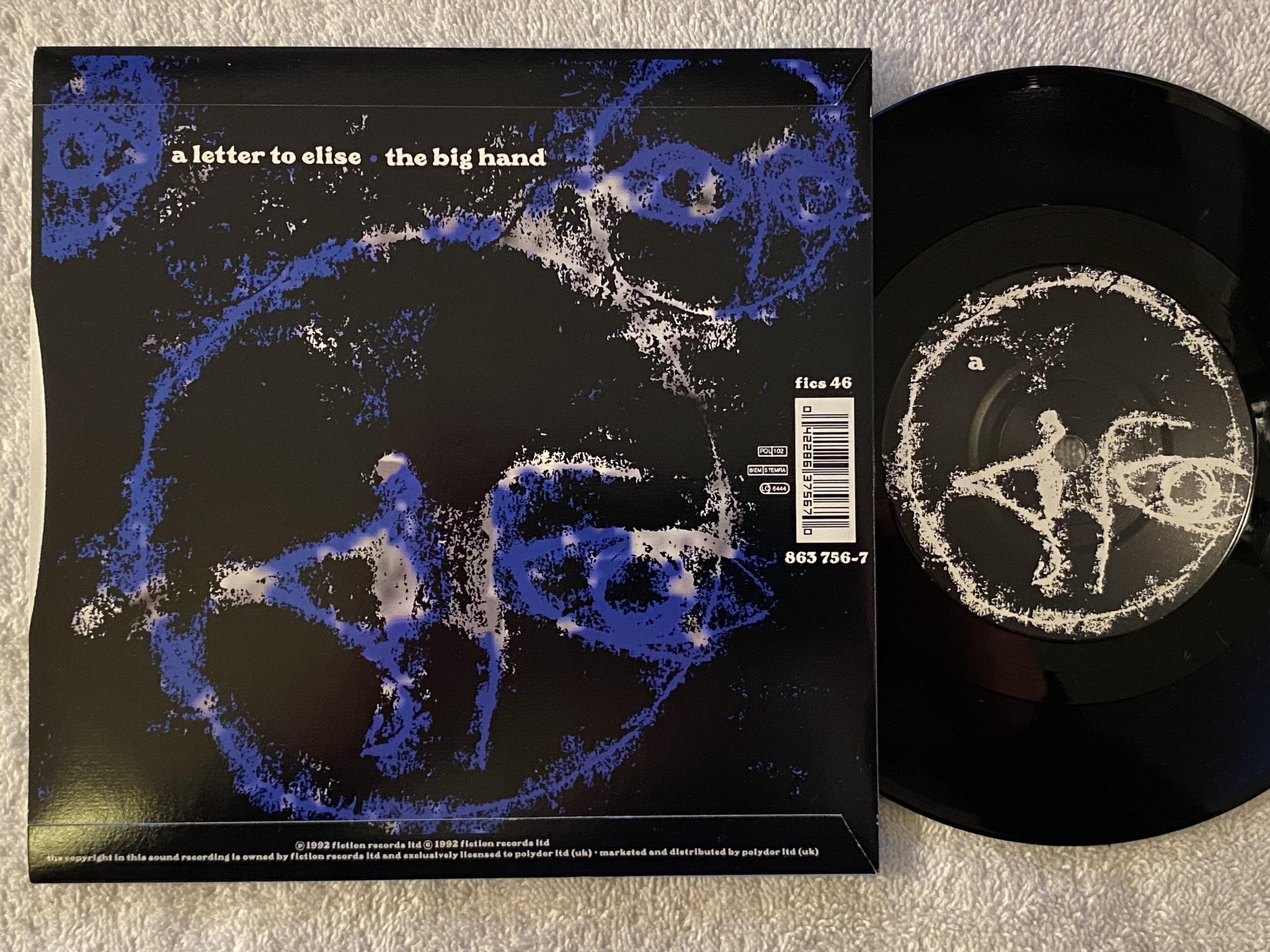 Omslagsbild för skivan CURE A Letter To Elise 7" -92 FICTION Fics 46