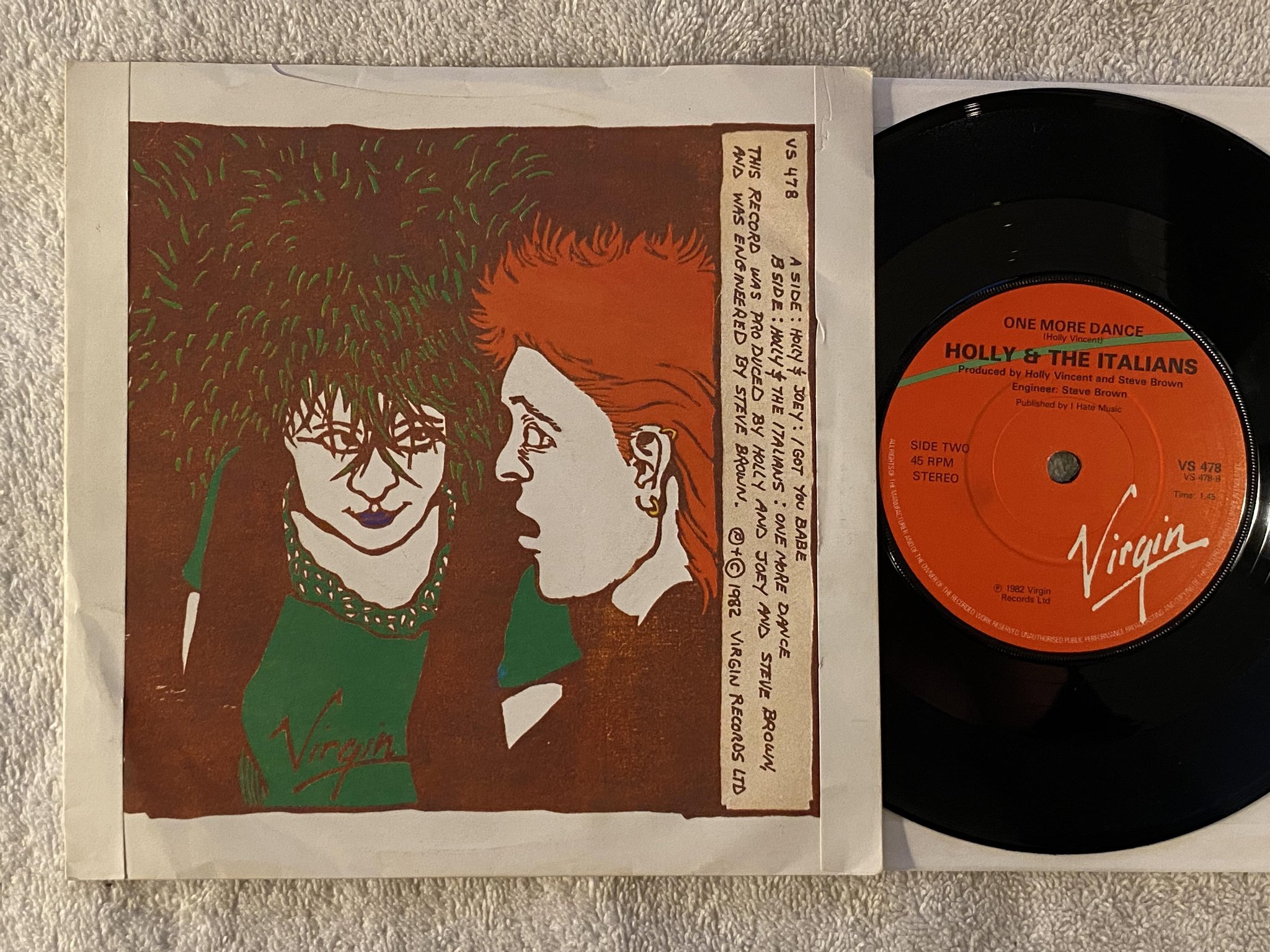 Omslagsbild för skivan HOLLY & JOEY I Got You Babe 7" -82 UK virgin VS 478