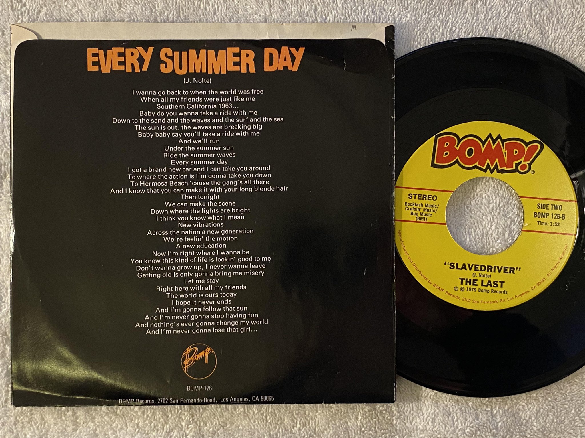 Omslagsbild för skivan THE LAST Every Summer Day 7" 79 US BOMP! BOMP 126 ** power pop **