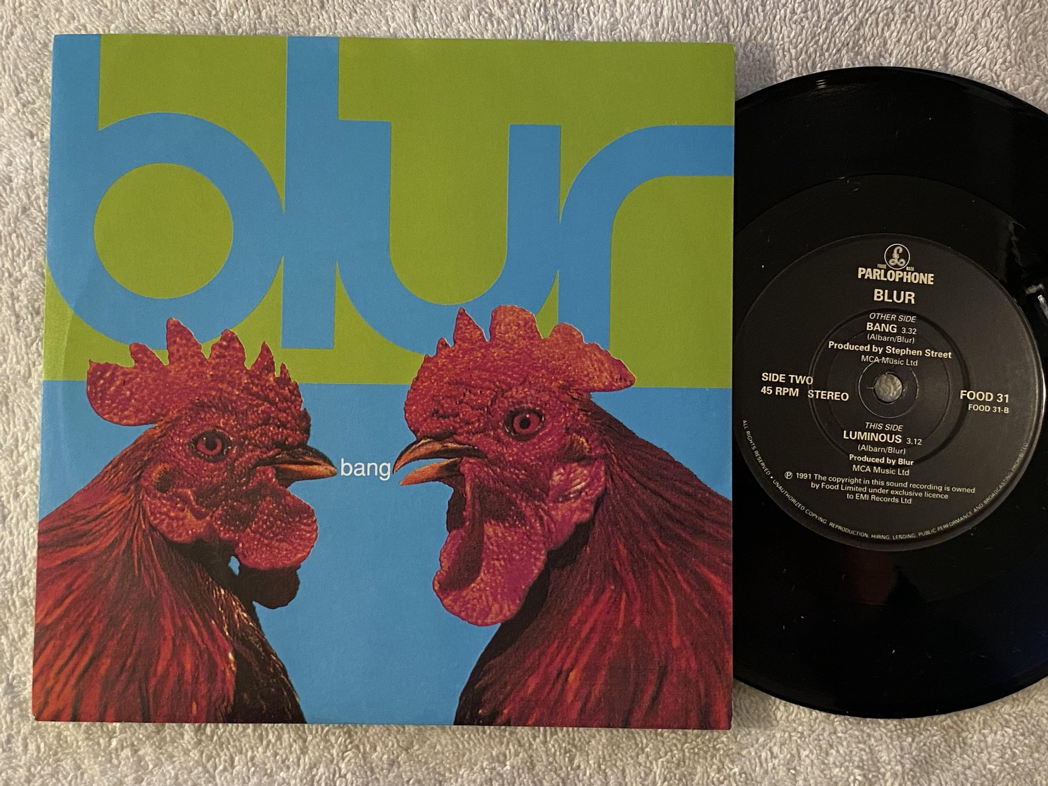 Omslagsbild för skivan BLUR bang 7" -91 FOOD 31 ** INDIE ROCK **