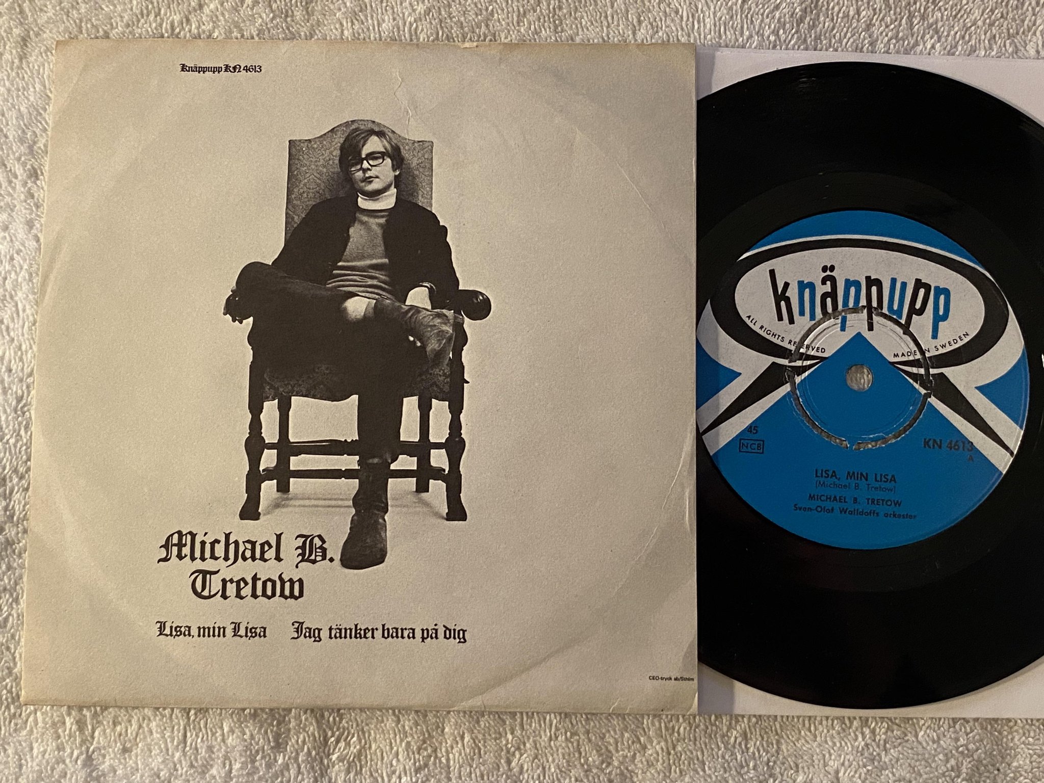 Omslagsbild för skivan MICHAEL B TRETOW Lisa, Min Lisa 7" -68 Swe KNÄPPUPP KN 4613