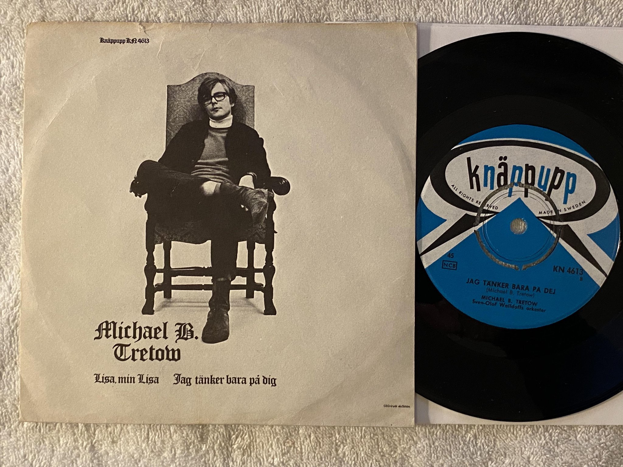 Omslagsbild för skivan MICHAEL B TRETOW Lisa, Min Lisa 7" -68 Swe KNÄPPUPP KN 4613