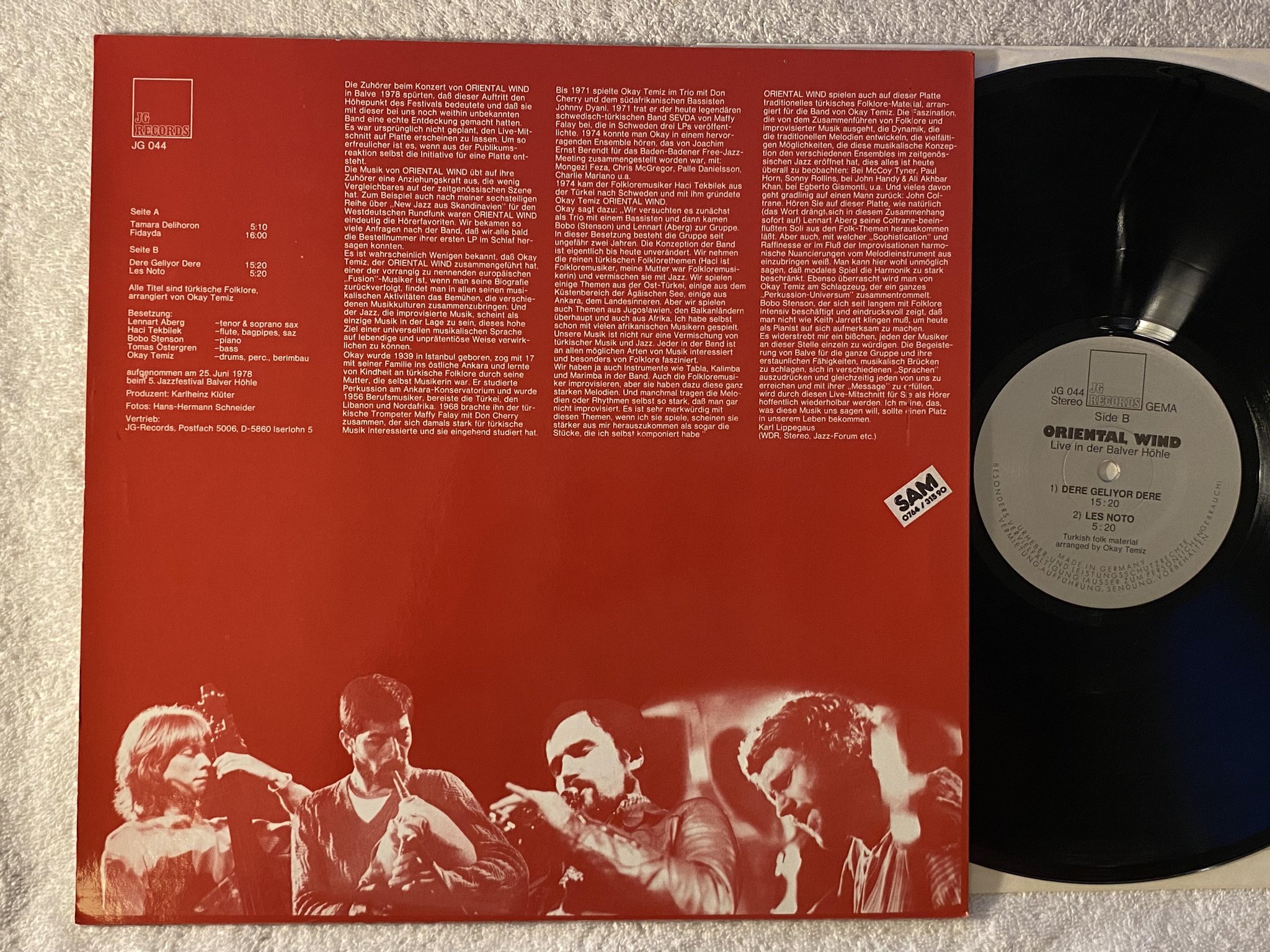 Omslagsbild för skivan ORIENTAL WIND live in der Balver Höhle LP -78 Ger JG 044 OKAY TEMIZ