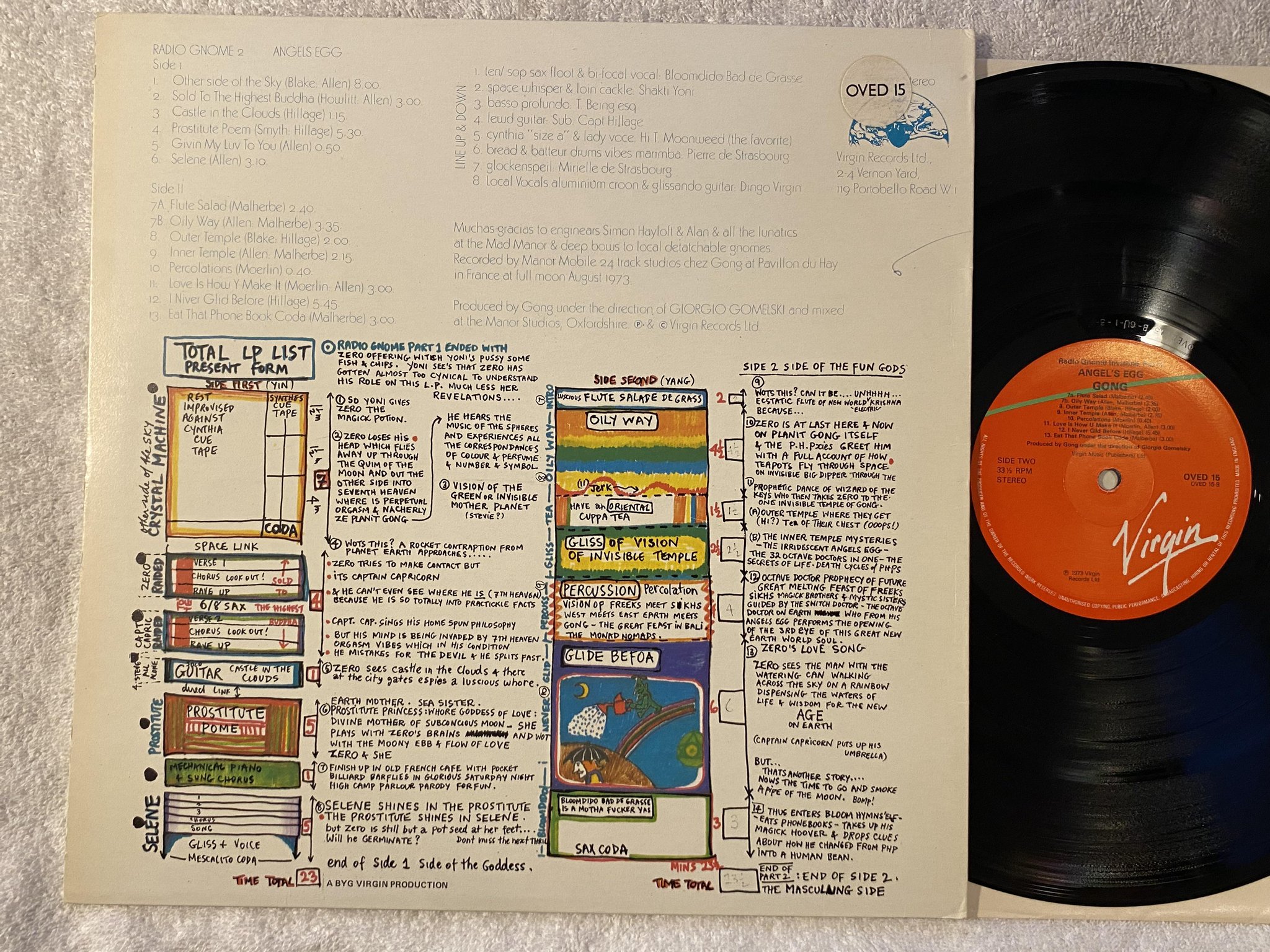 Omslagsbild för skivan GONG angel's egg LP re UK VIRGIN OVED 15