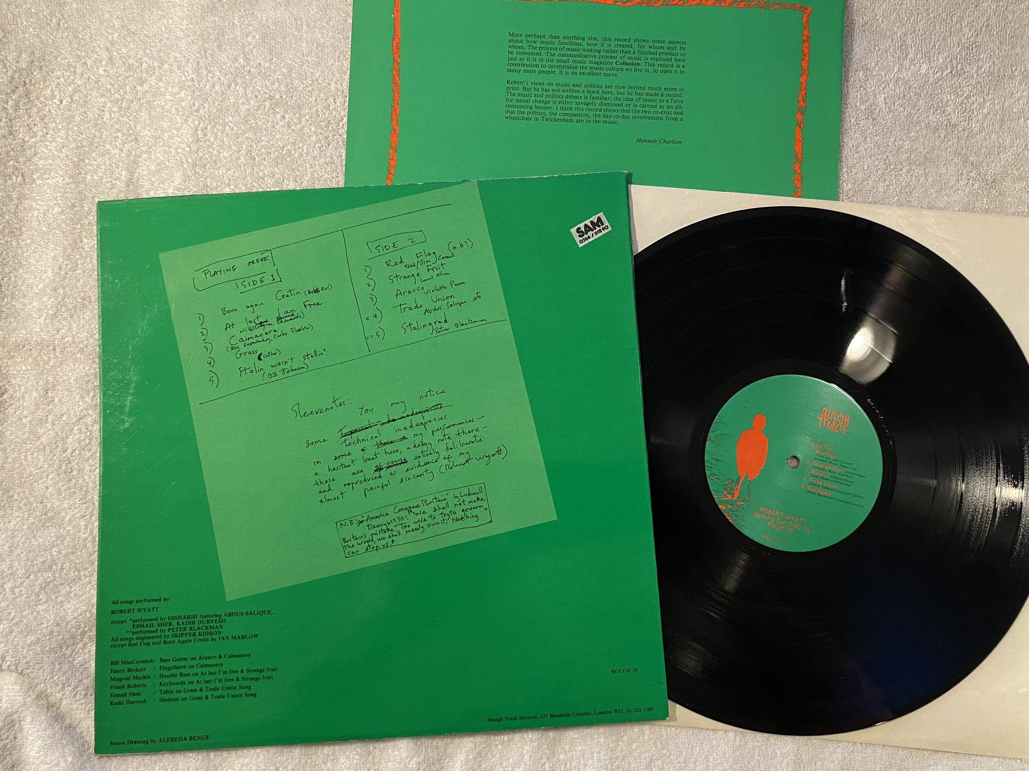 Omslagsbild för skivan ROBERT WYATT Nothing Can Stop Us LP -82 UK ROUGH TRADE ROUGH 35