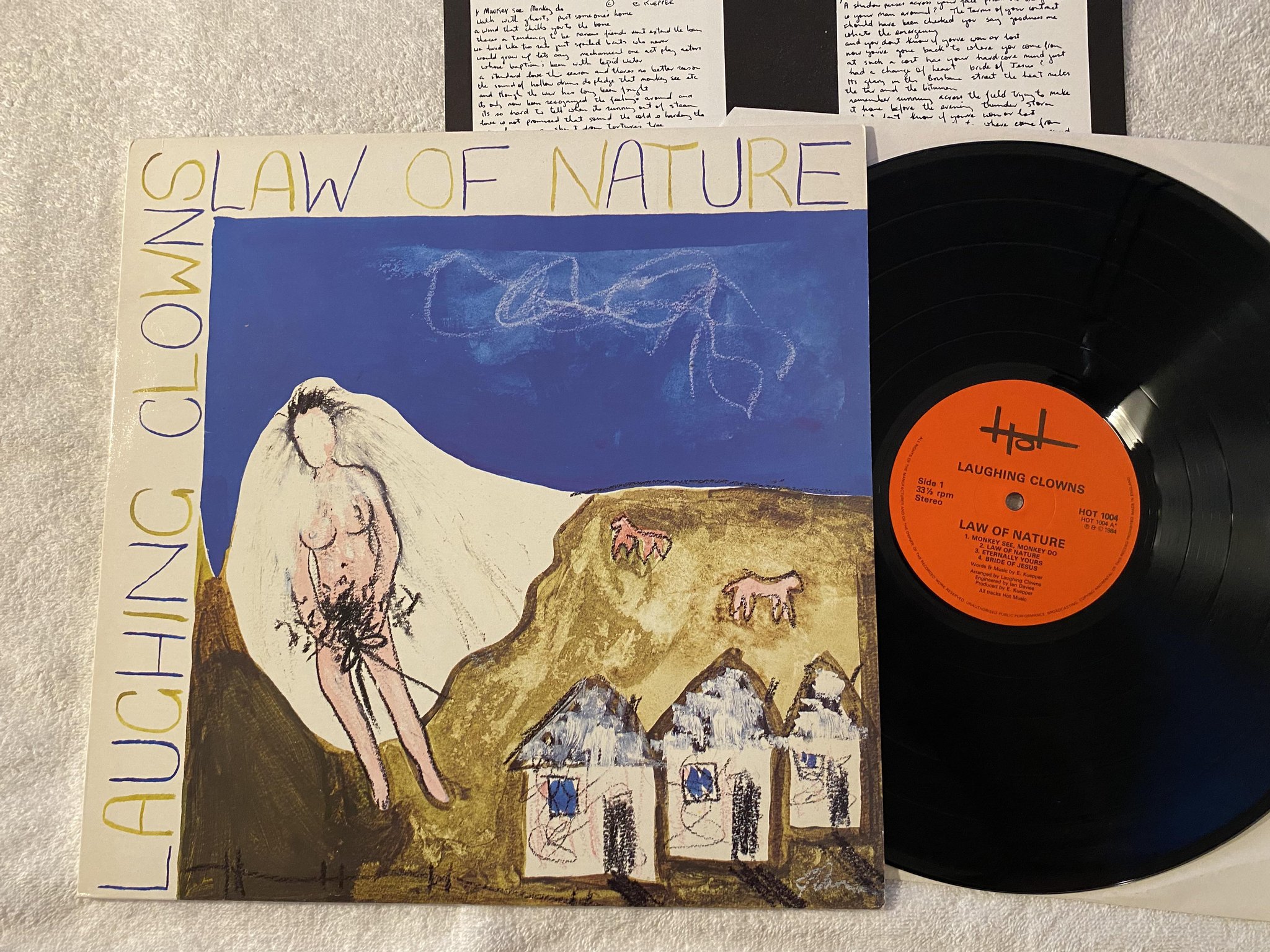 Omslagsbild för skivan LAUGHING CLOWNS law of nature LP -84 UK HOT 1004 ** Indie rock **