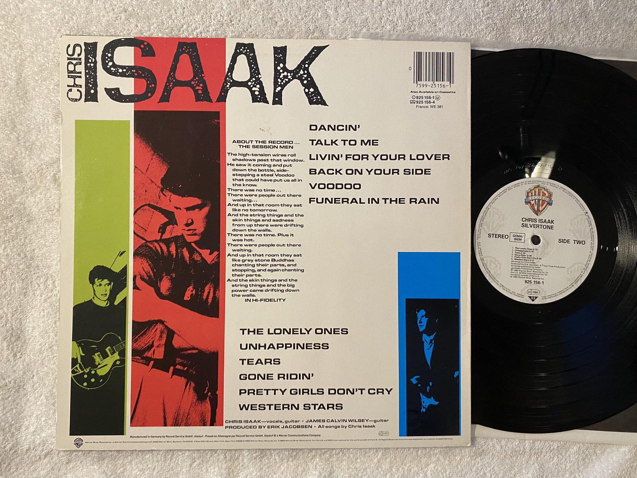 Omslagsbild för skivan CHRIS ISAAK silvertone LP -85 Ger WARNER 925 156-1