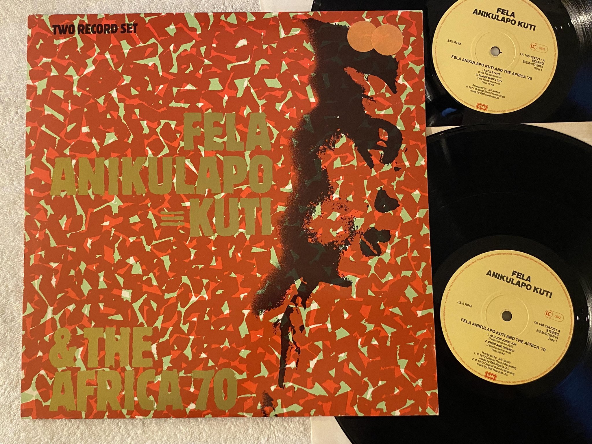 Omslagsbild för skivan FELA ANIKULAPO-KUTI & THE AFRICA 70 s/t 2xLP -83 Hol EMI ** AFROBEAT **