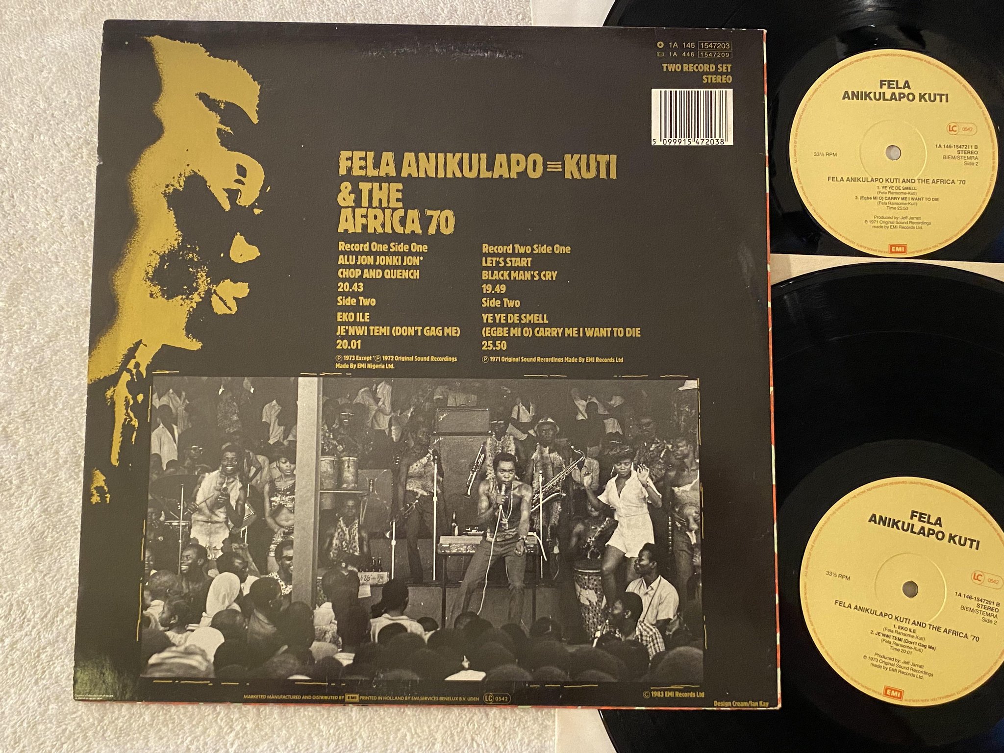 Omslagsbild för skivan FELA ANIKULAPO-KUTI & THE AFRICA 70 s/t 2xLP -83 Hol EMI ** AFROBEAT **