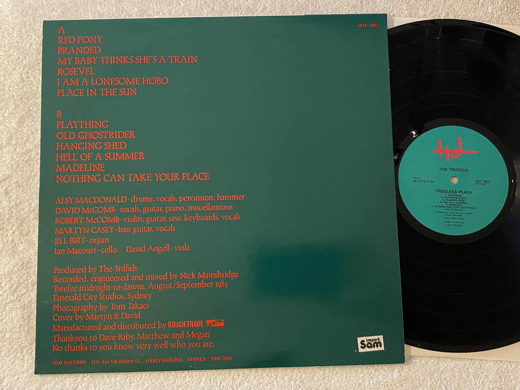 Omslagsbild för skivan THE TRIFFIDS treeless plain LP -83 Australia HOT 1003