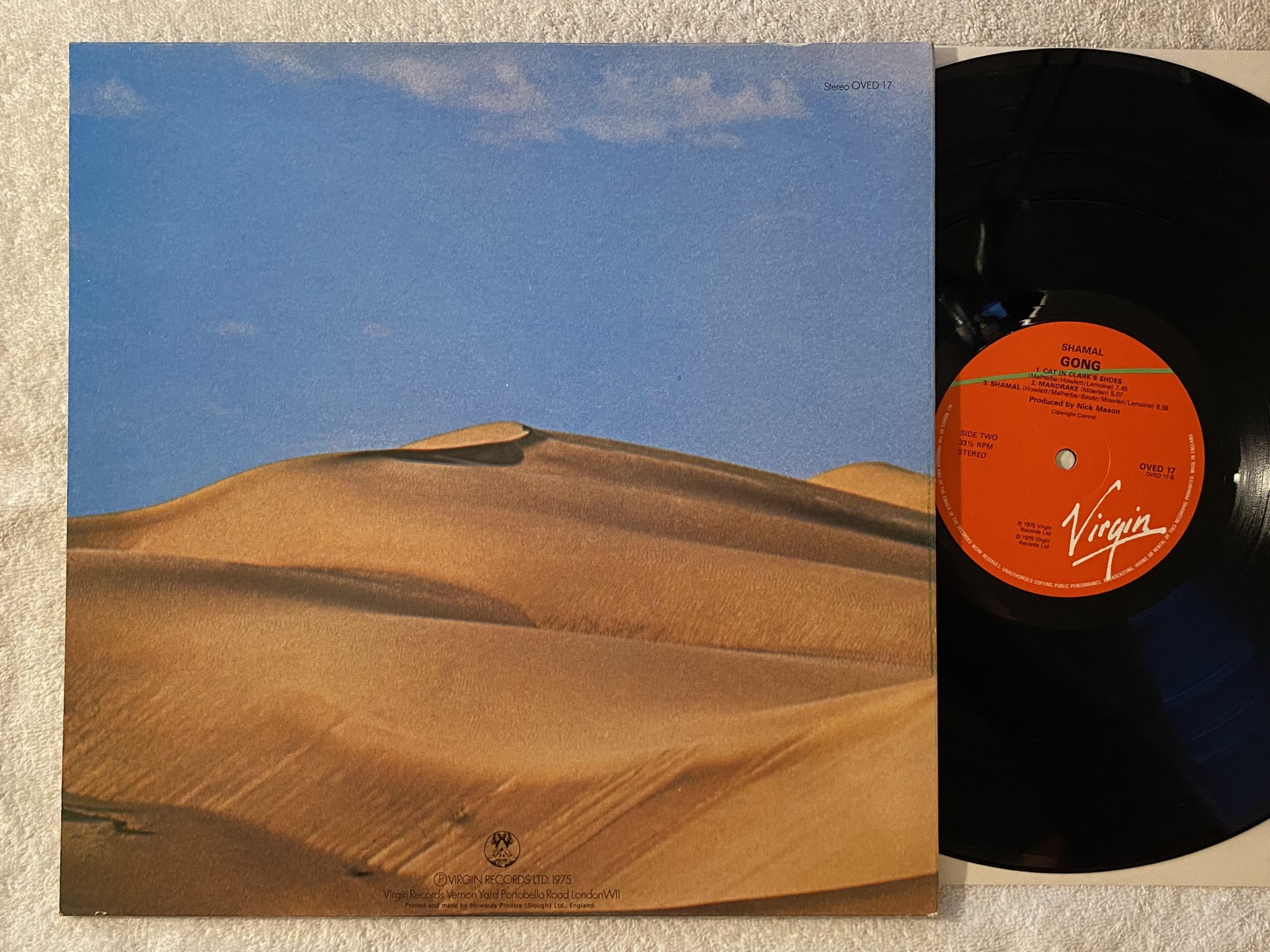 Omslagsbild för skivan GONG shamal LP UK re VIRGIN OVED 17 ** jazz-rock **
