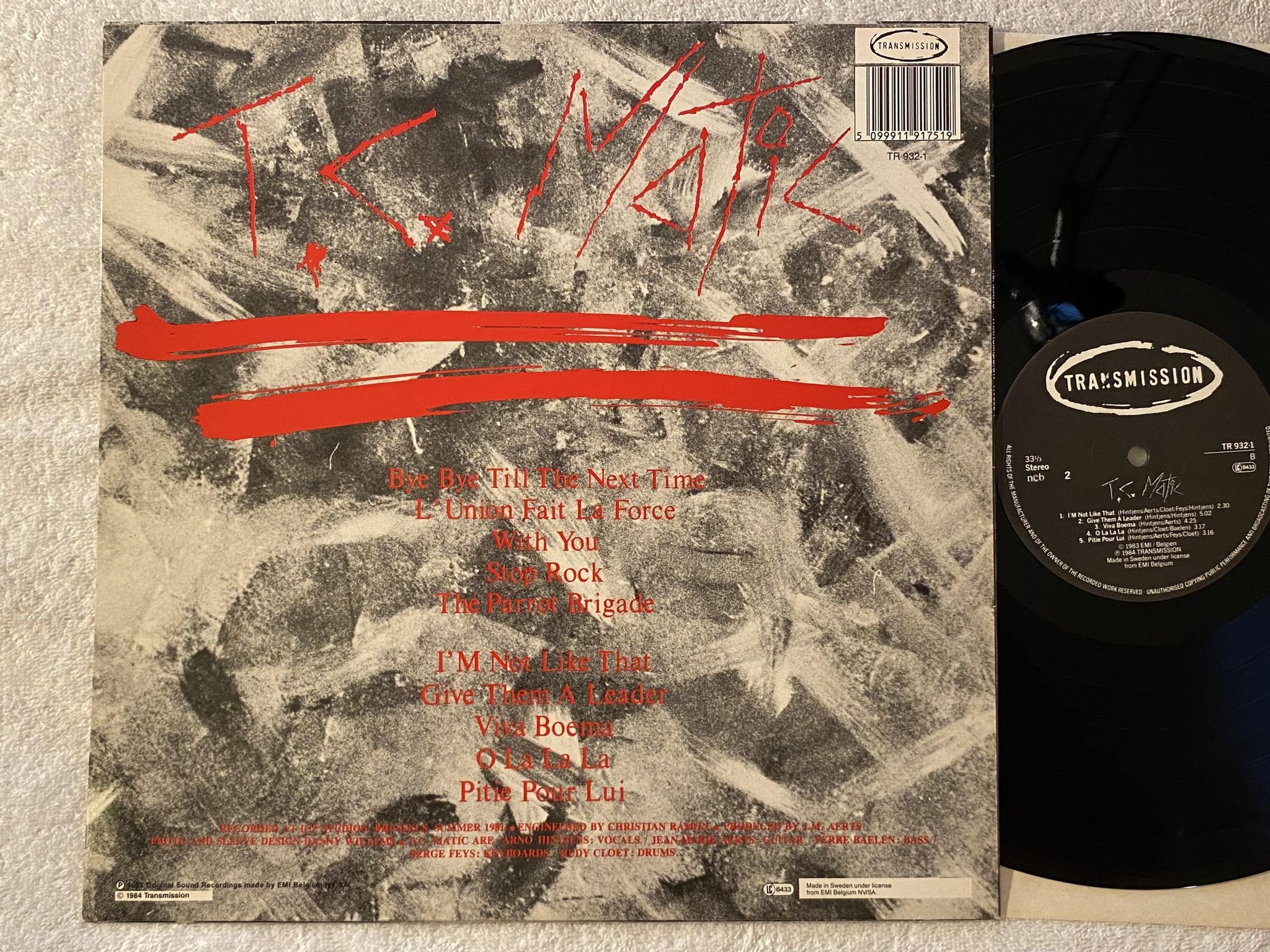 Omslagsbild för skivan TC MATIC s/t LP -84 ncb TRANSMISSION TR 932-1