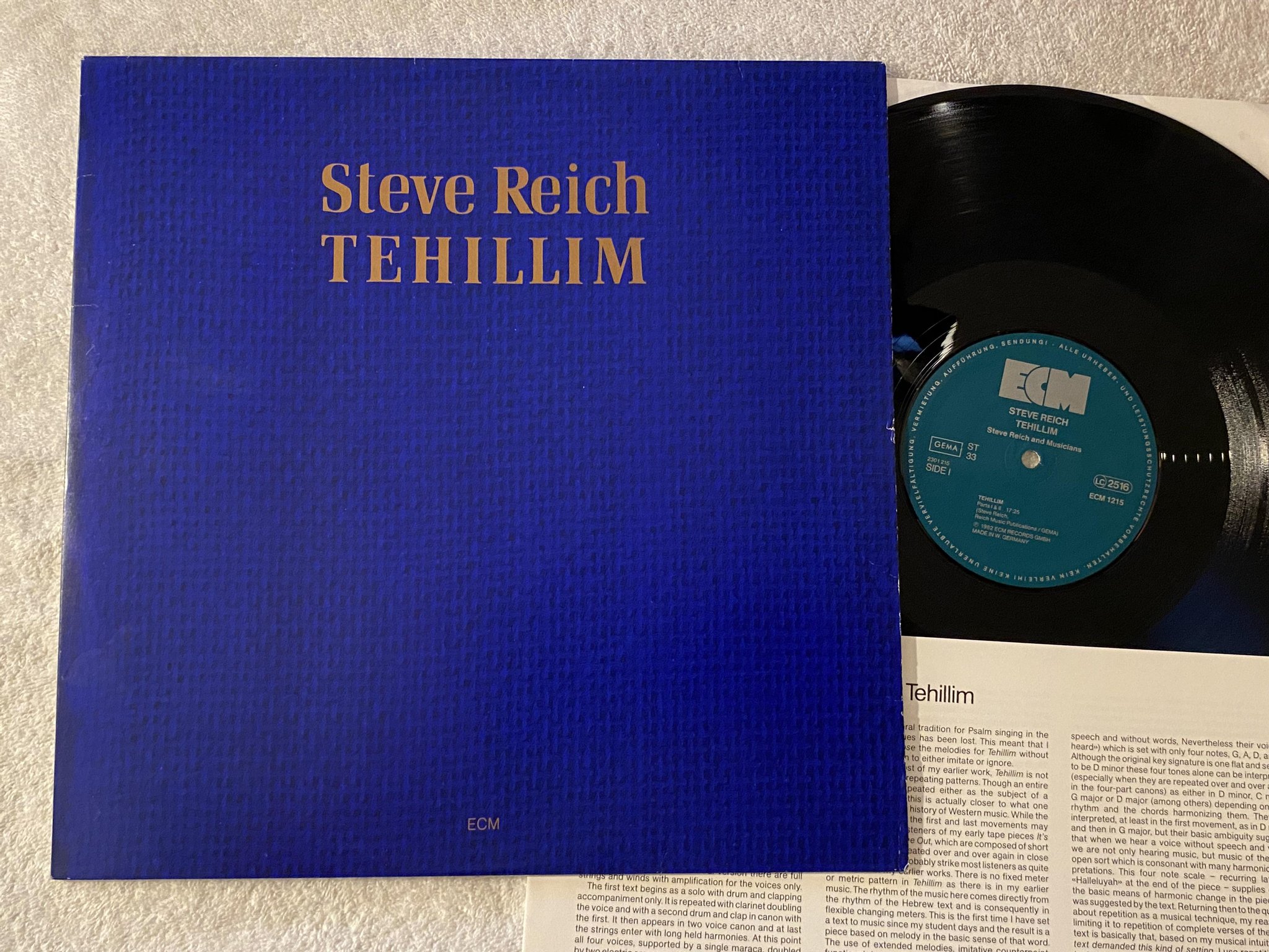 Omslagsbild för skivan STEVE REICH tehillim LP -82 Ger ECM 1215