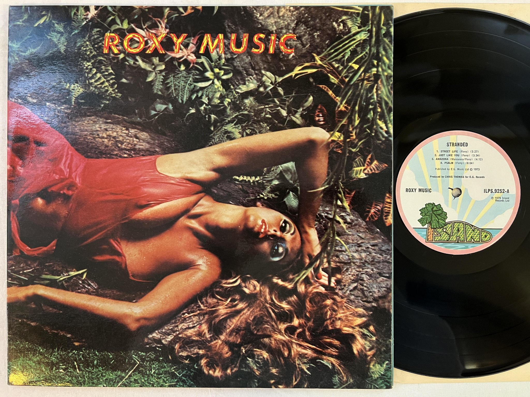 Omslagsbild för skivan ROXY MUSIC stranded LP -73 UK pink rim ISLAND ILPS-9252