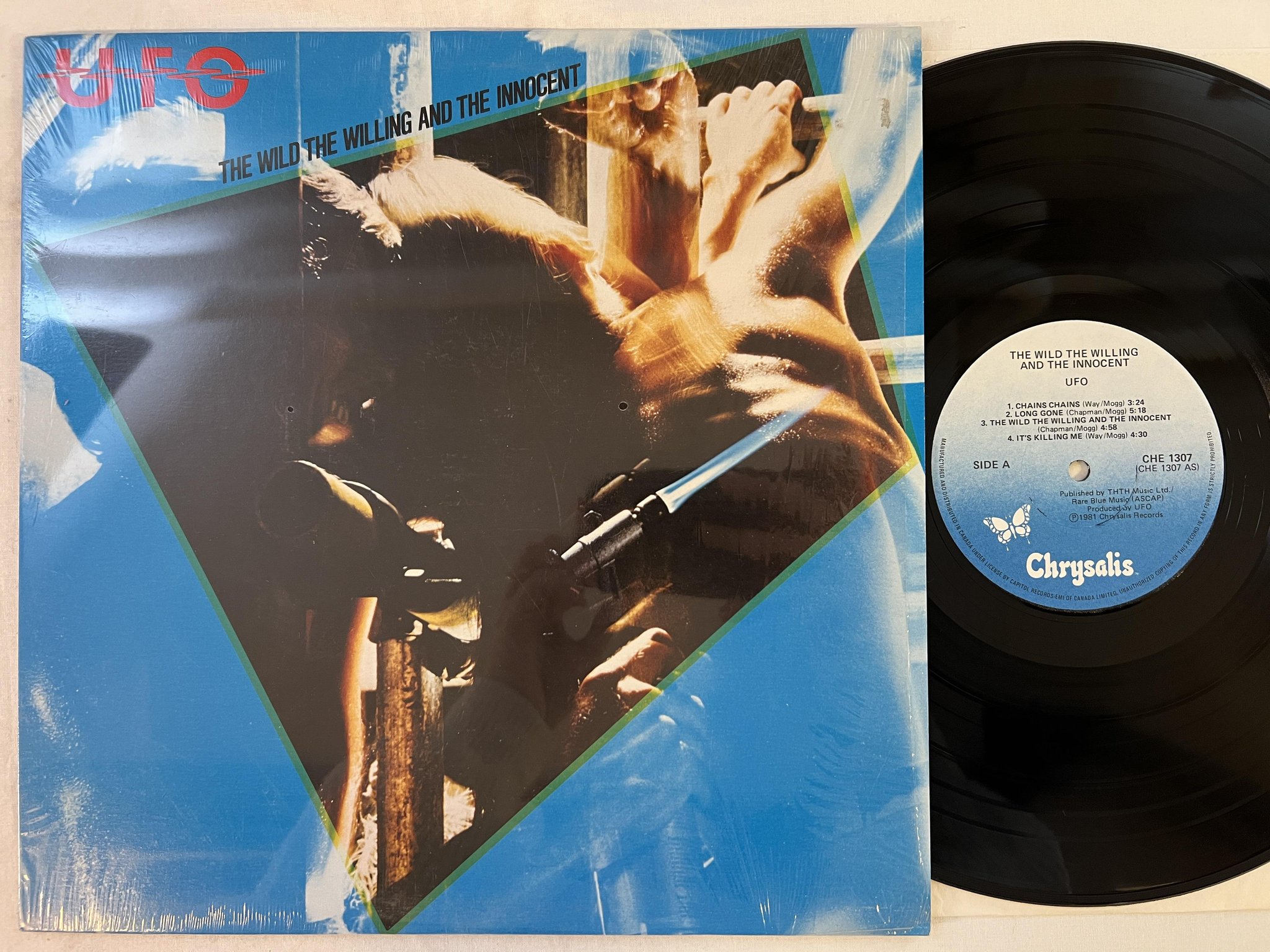 Omslagsbild för skivan UFO the wild the willing and the innocent LP -81 Can CHRYSALIS CHE 1307
