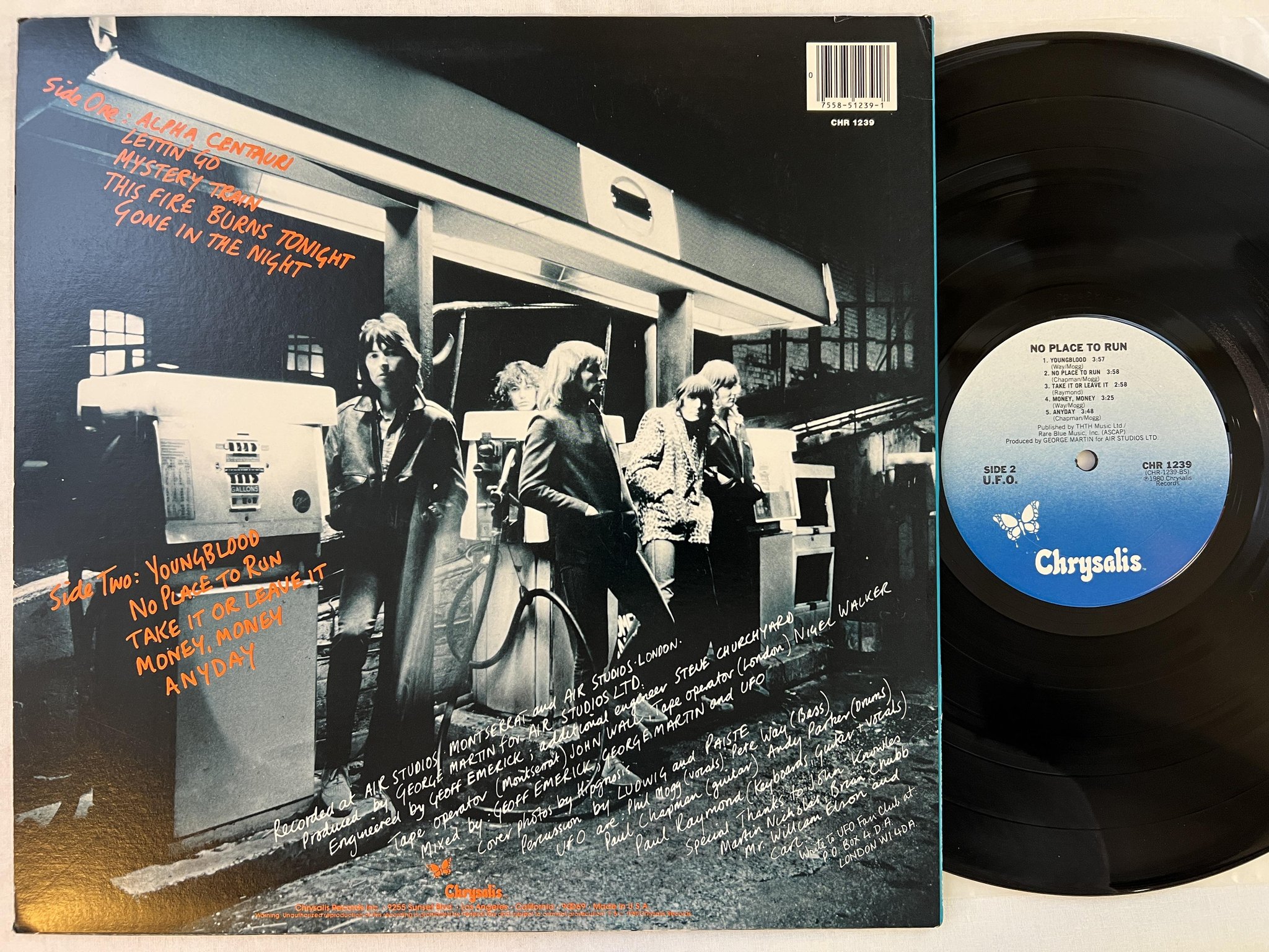 Omslagsbild för skivan UFO No Place To Run LP -80 US CHRYSALIS CHR 1239