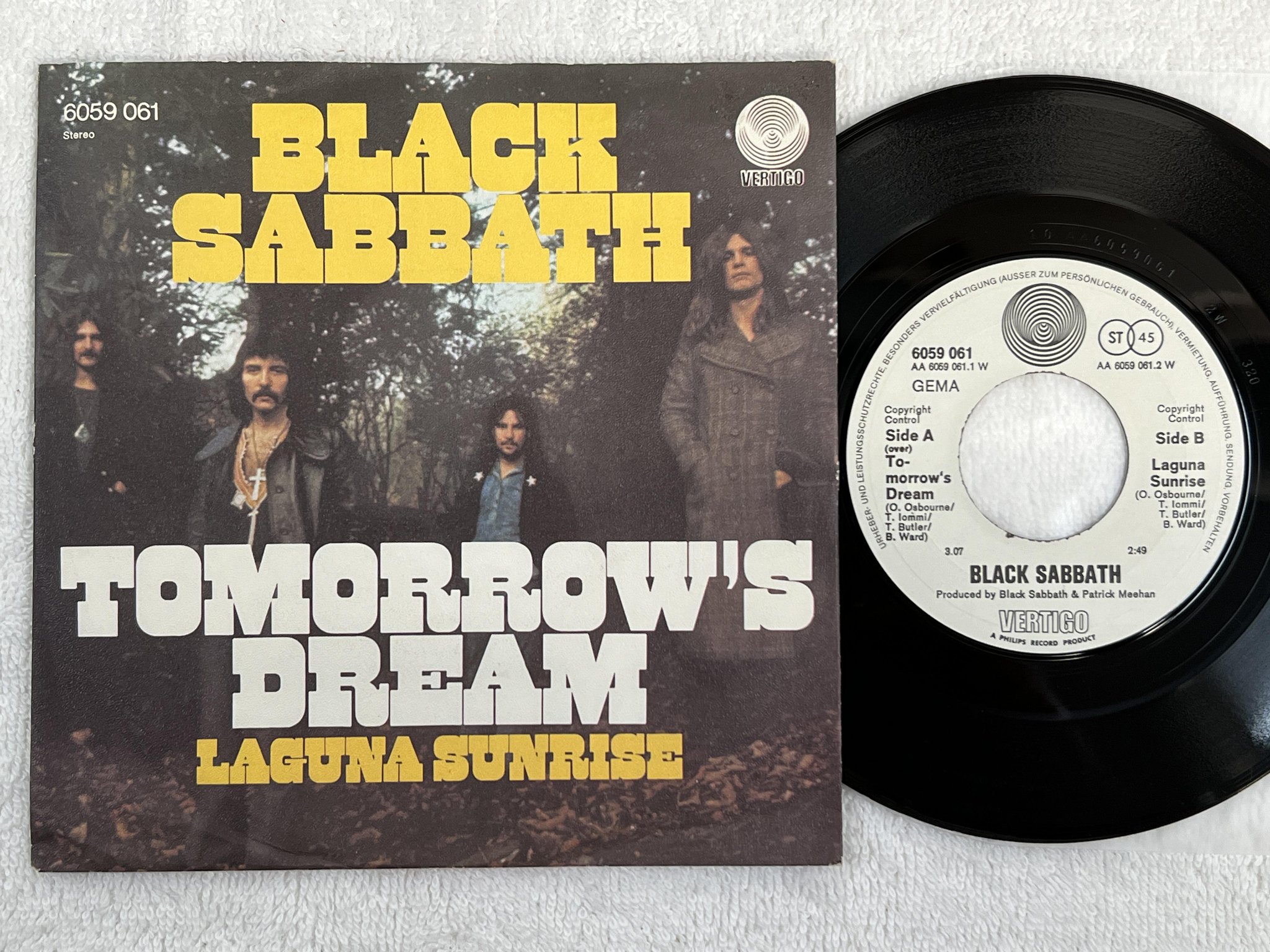 Omslagsbild för skivan BLACK SABBATH tomorrow's dream 7"single Ger VERTIGO 6059 061