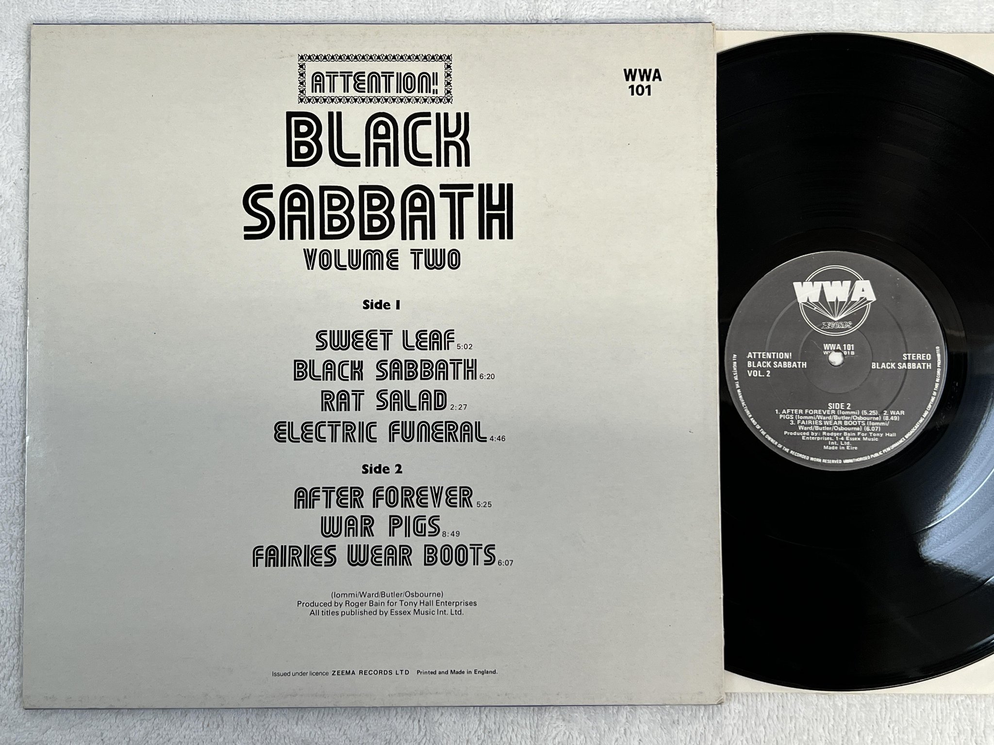 Omslagsbild för skivan BLACK SABBATH Attention! Black Sabbath Volume Two LP -75 UK WWA 101