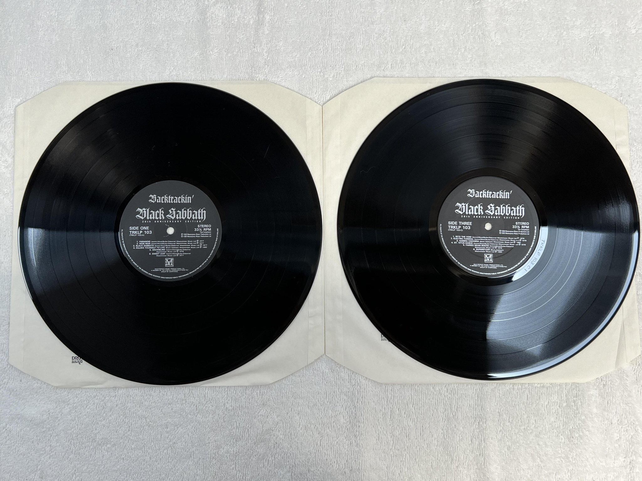 Omslagsbild för skivan BLACK SABBATH Backtrackin' 2xLP -89 UK MASTERPIECE MUSIC TRKLP 103