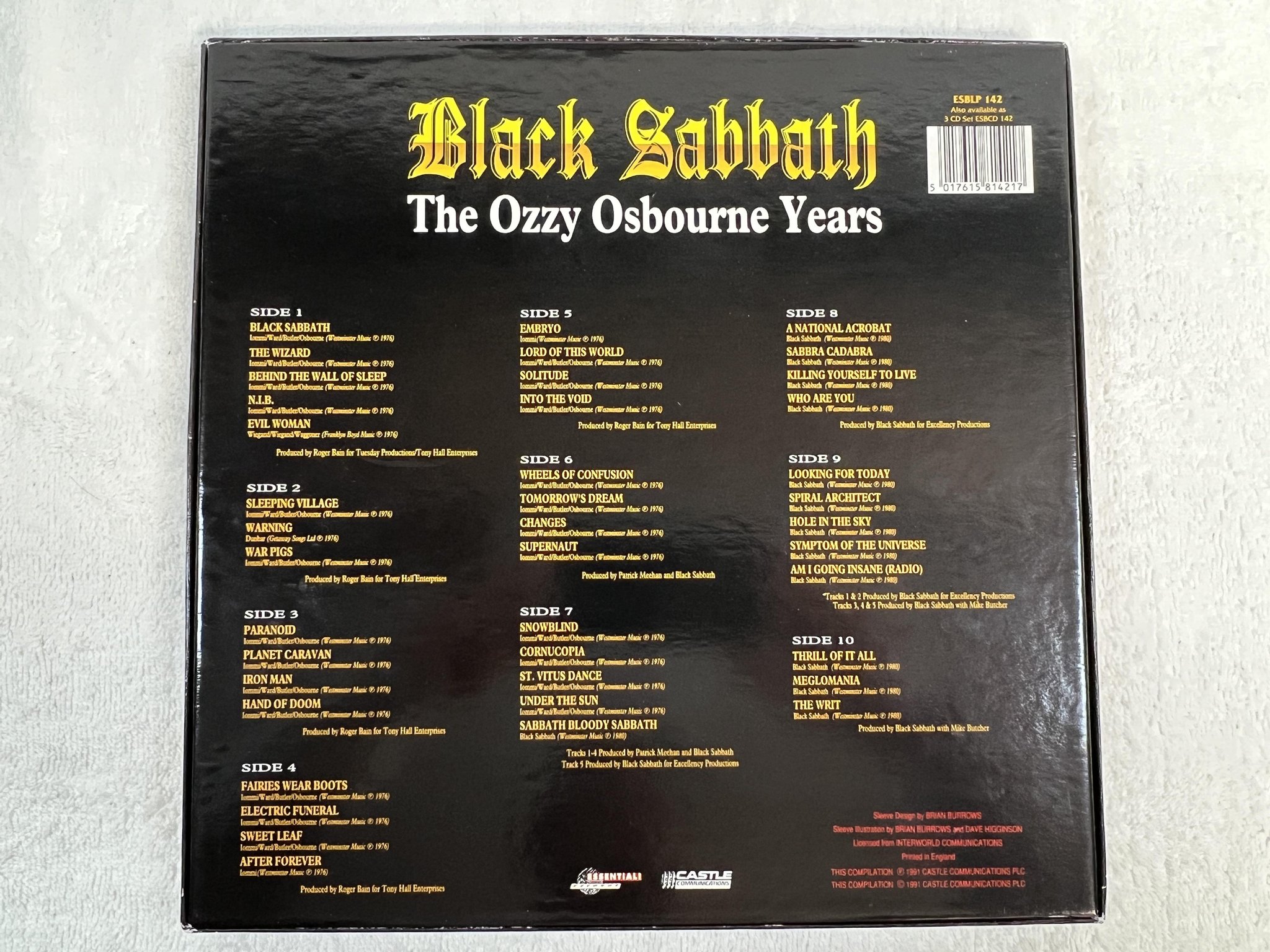 Omslagsbild för skivan BLACK SABBATH The Ozzy Osbourne Years 5xLP BOX -91 UK ESSENTIAL! ESBLP 142 SVÅR!
