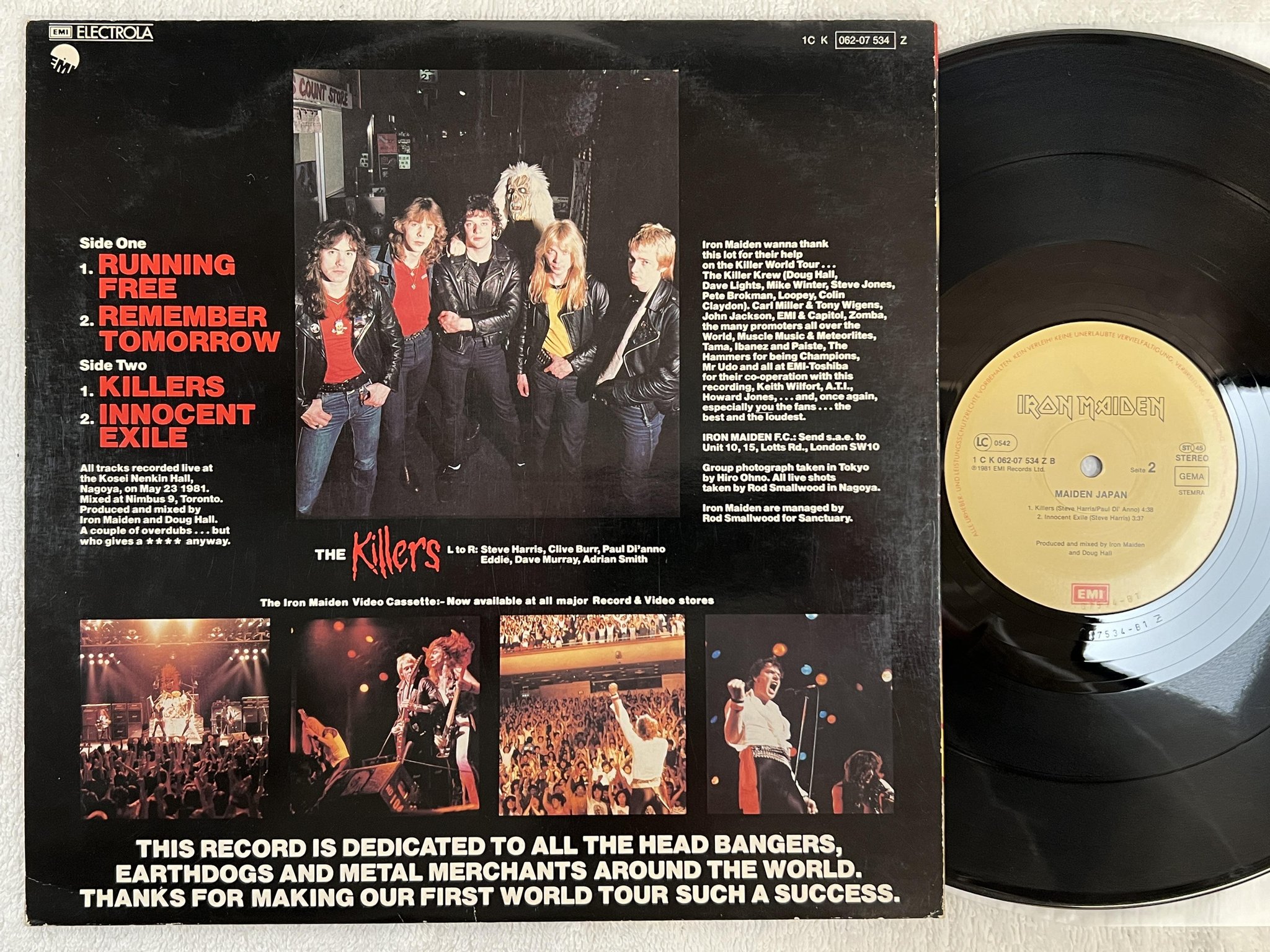 Omslagsbild för skivan IRON MAIDEN maiden Japan 12"ep -81 Ger EMI 1C K 062-07 534 ZA