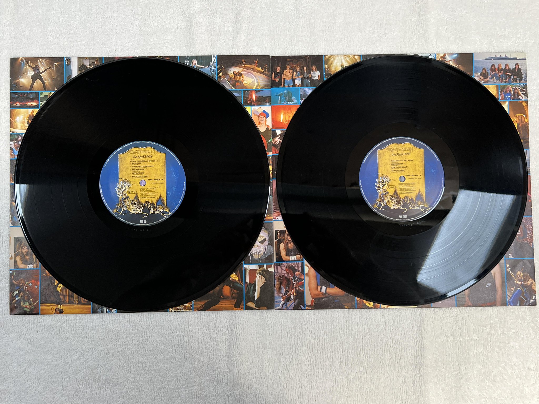 Omslagsbild för skivan IRON MAIDEN live after death 2xLP -85 Ger EMI 1C 2LP 162 24 04263