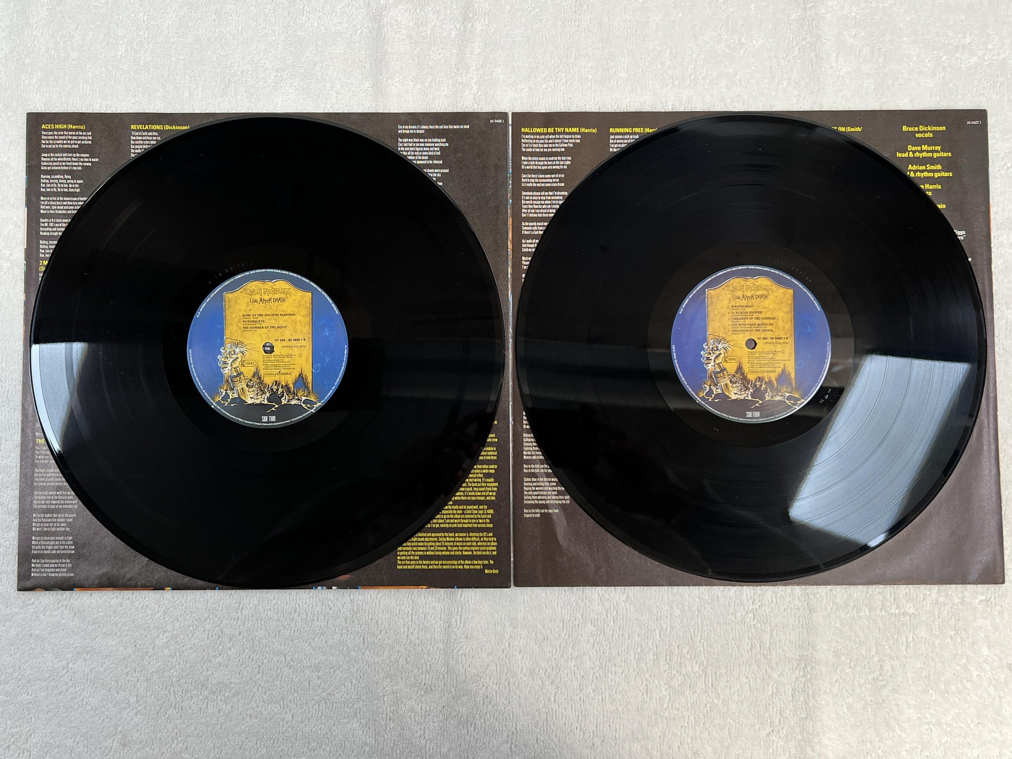 Omslagsbild för skivan IRON MAIDEN live after death 2xLP -85 Ger EMI 1C 2LP 162 24 04263