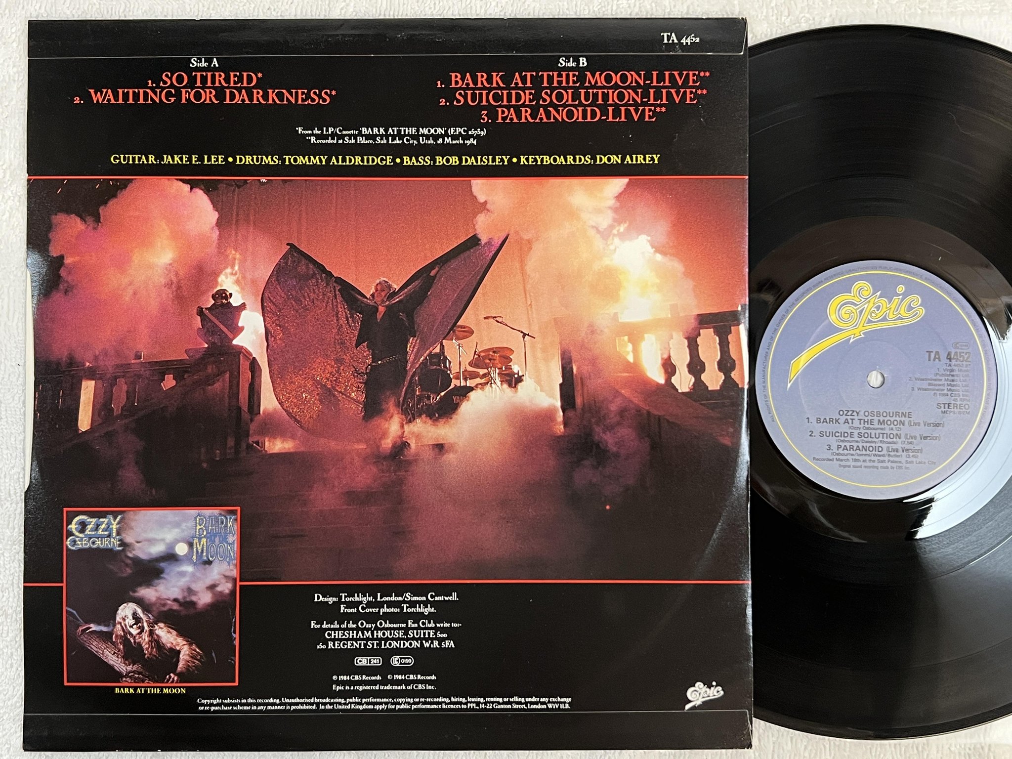 Omslagsbild för skivan OZZY OSBOURNE so tired 12"ep -83 UK EPIC TA 4452
