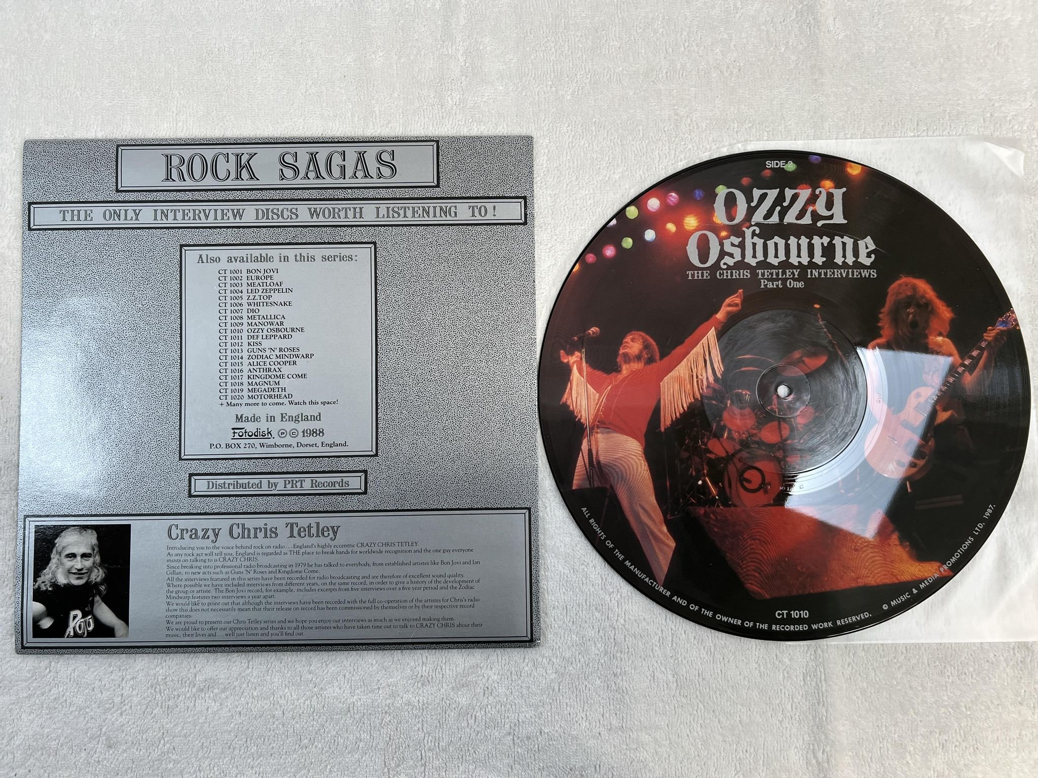 Omslagsbild för skivan OZZY OSBOURNE the Chris Tetley interviews pt one 12" picture disc CT 1010