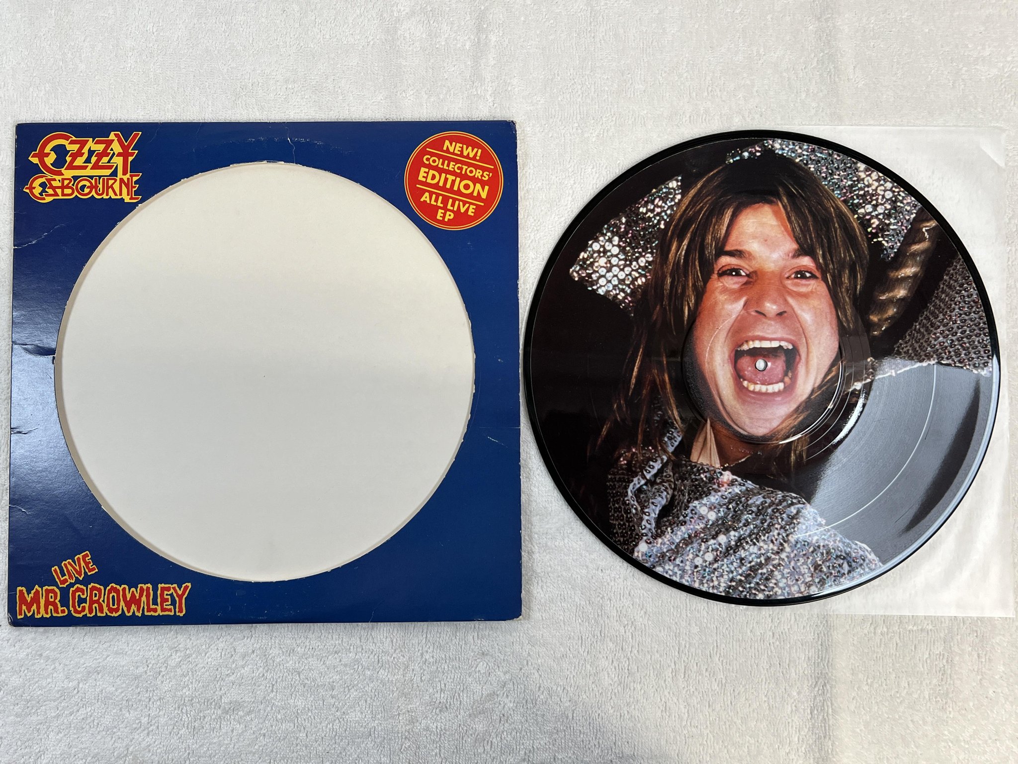 Omslagsbild för skivan OZZY OSBOURNE live Mr. Crowley 12" picture disc -82 US JET RECORDS 37640