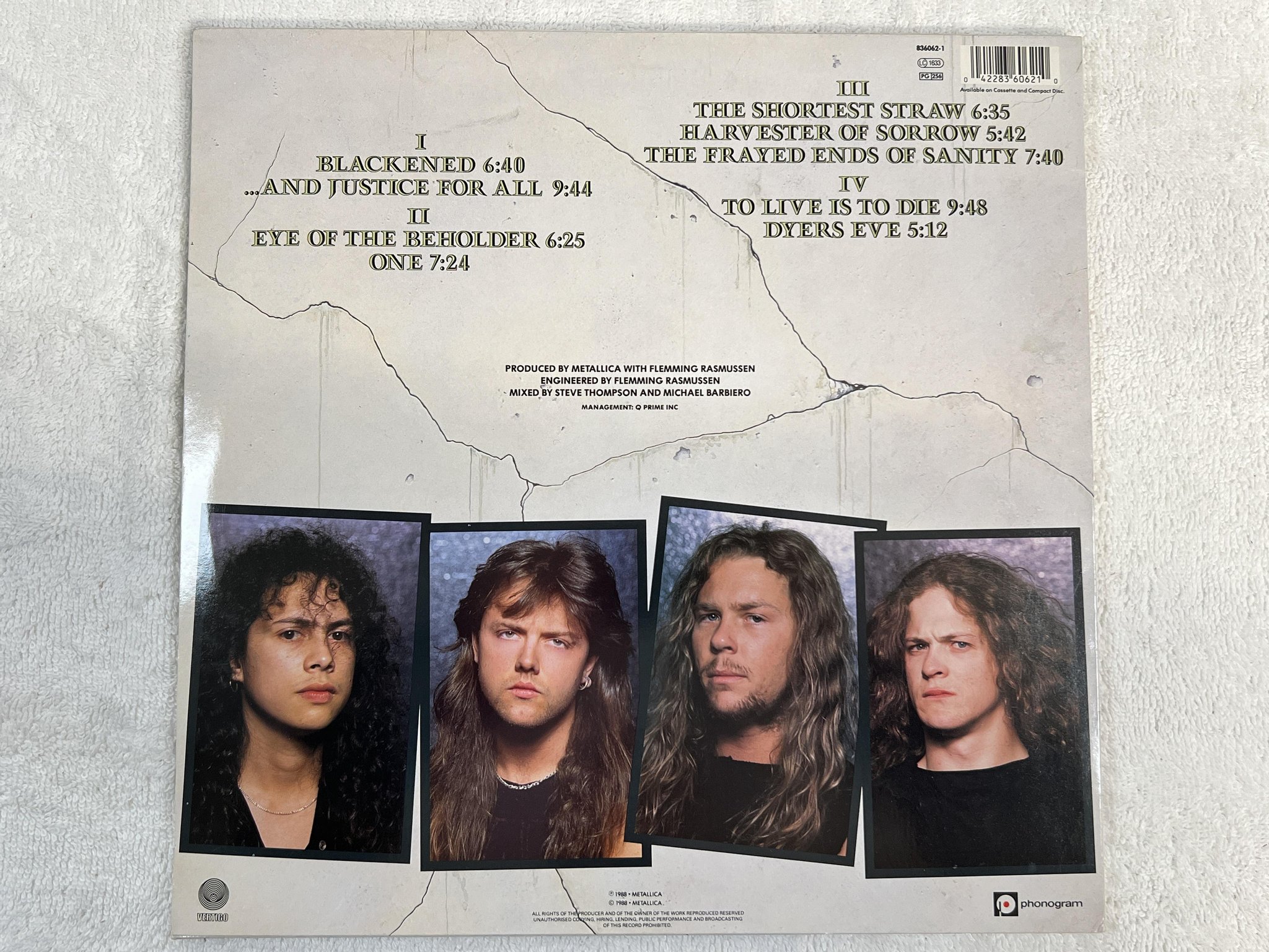 Omslagsbild för skivan METALLICA ... and justice for all 2xLP -88 Hol VERTIGO 836062-1