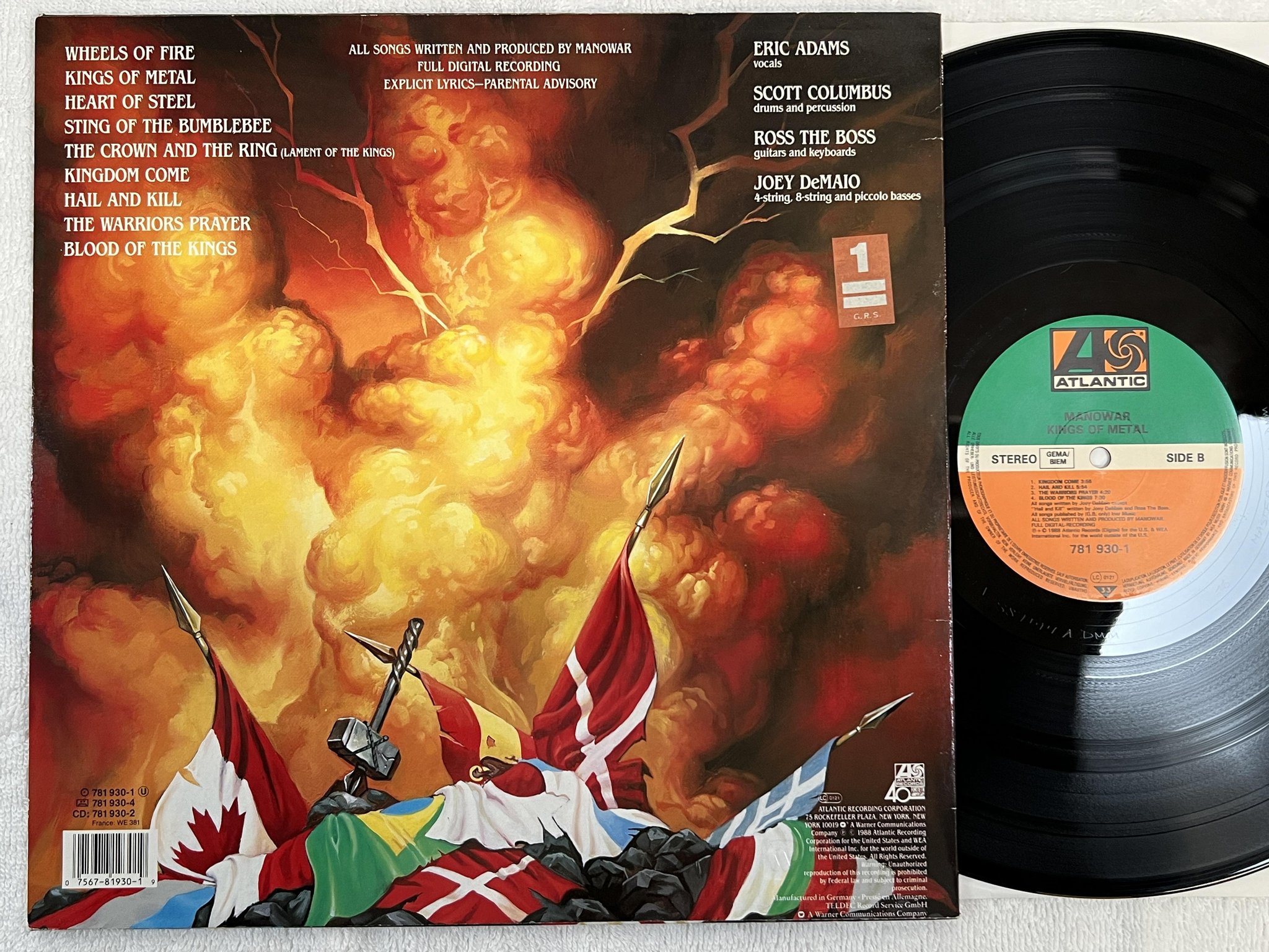 Omslagsbild för skivan MANOWAR kings of metal LP -88 Ger ATLANTIC 781930-1