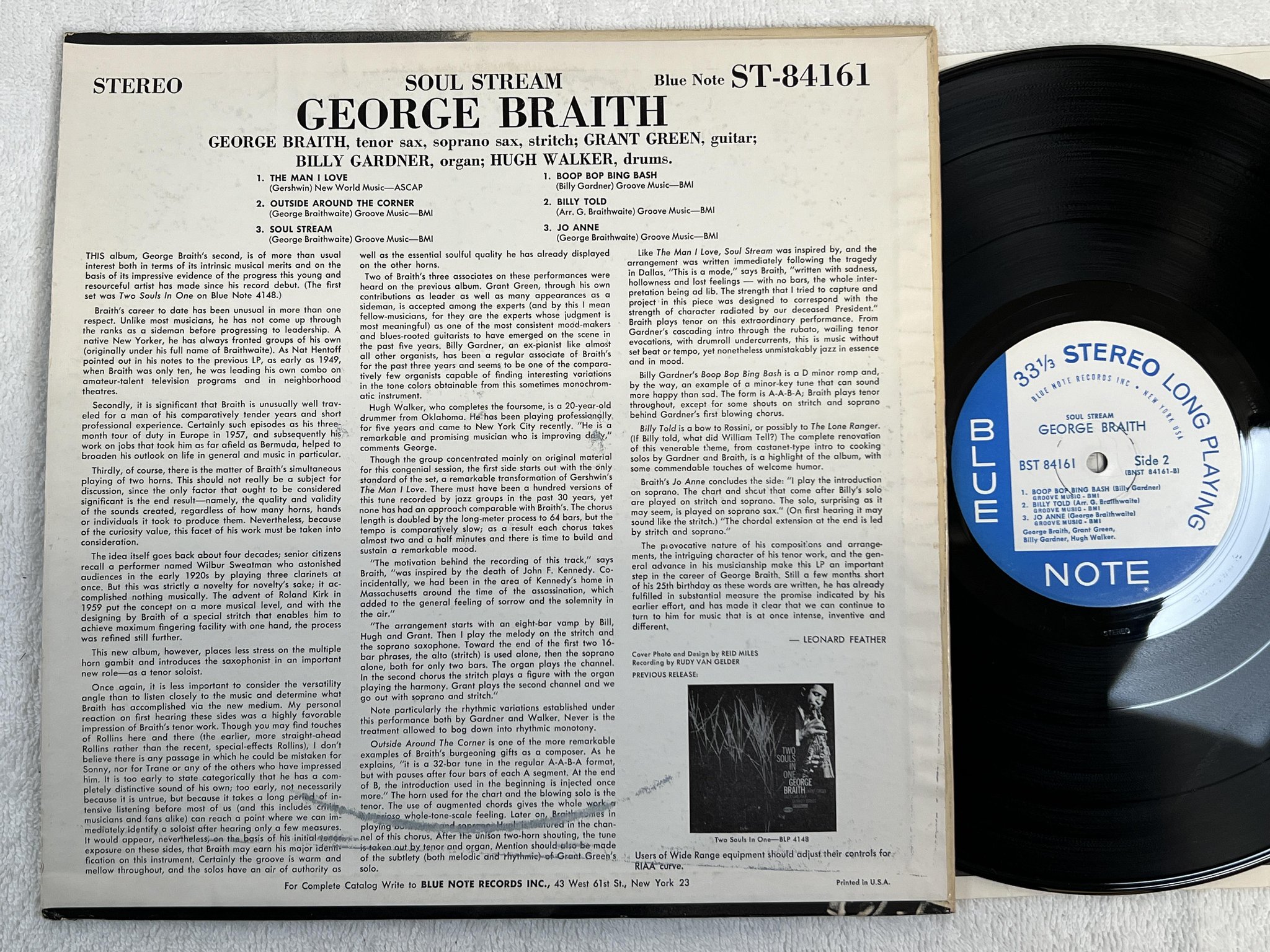 Omslagsbild för skivan GEORGE BRAITH soul stream LP US BLUE NOTE BST 84161 NEW YORK USA adress