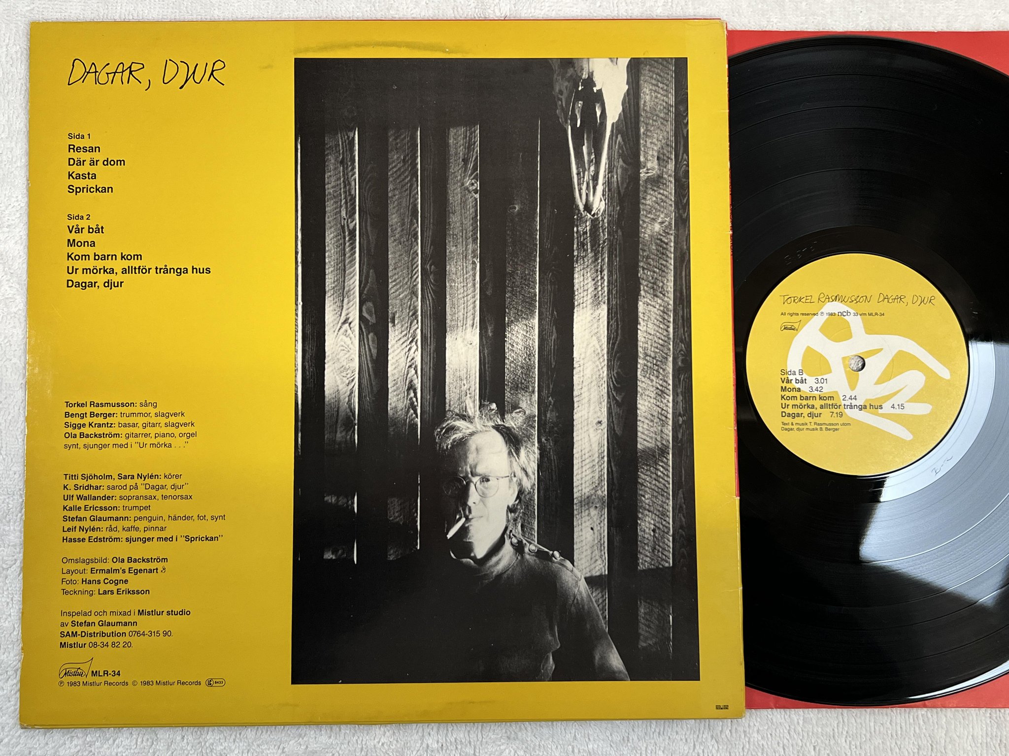 Omslagsbild för skivan TORKEL RASMUSSON dagar djur LP -83 Swe MISTLUR MLR 34 ** RARE FOLK / PROG **