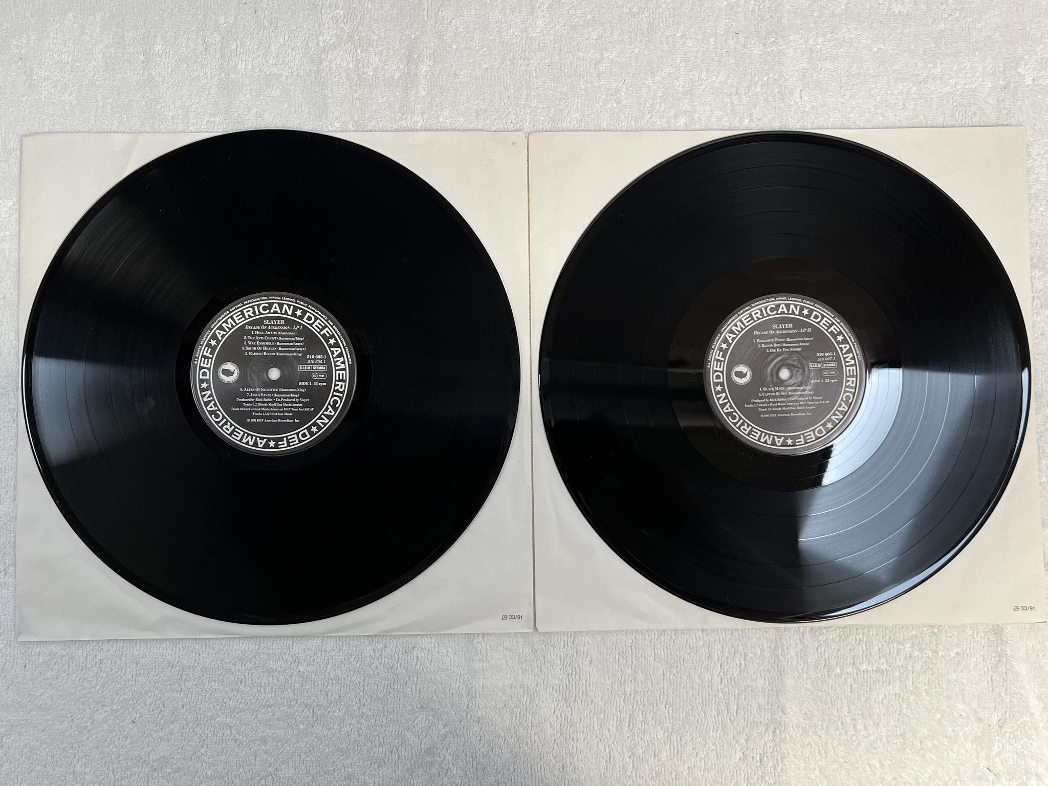 Omslagsbild för skivan SLAYER a decade of aggression (live) 2xLP -91 DEF AMERICAN 510 605-1 ** trash **