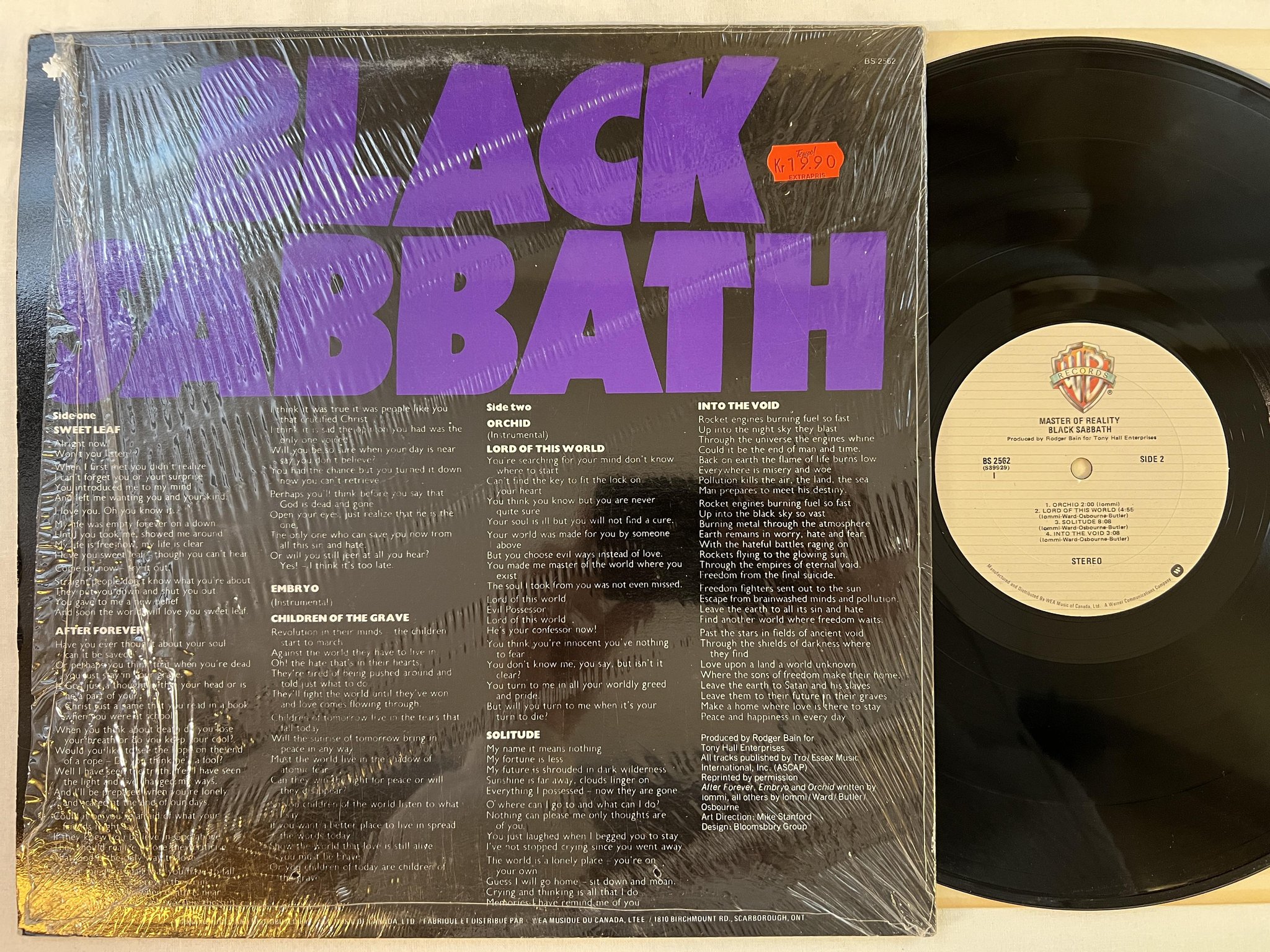 Omslagsbild för skivan BLACK SABBATH master of reality LP Can WARNER BROS BS 2562