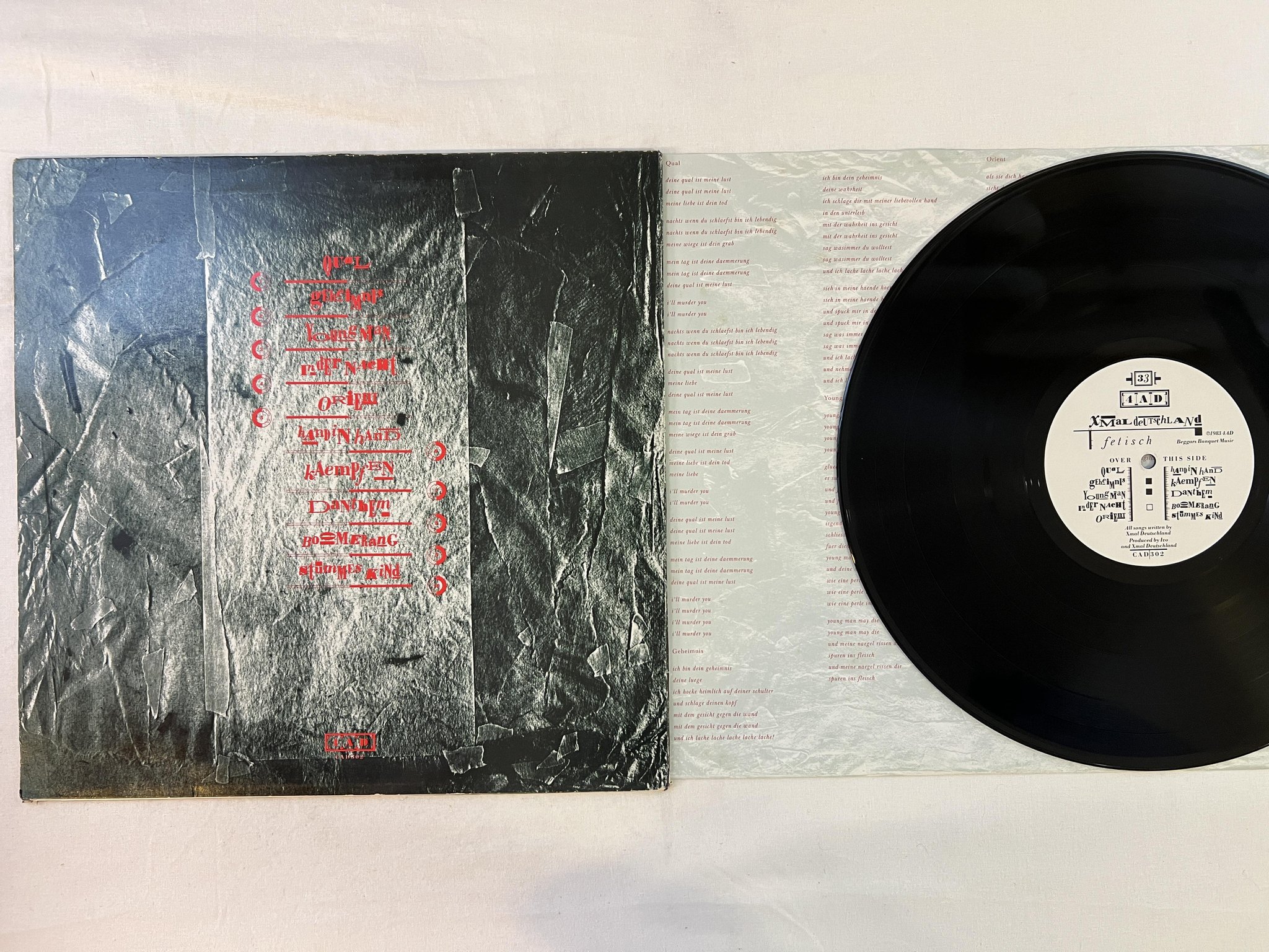 Omslagsbild för skivan XMAL DEUTCHLAND Fetisch LP -83 4AD CAD-302 ** Goth Rock **
