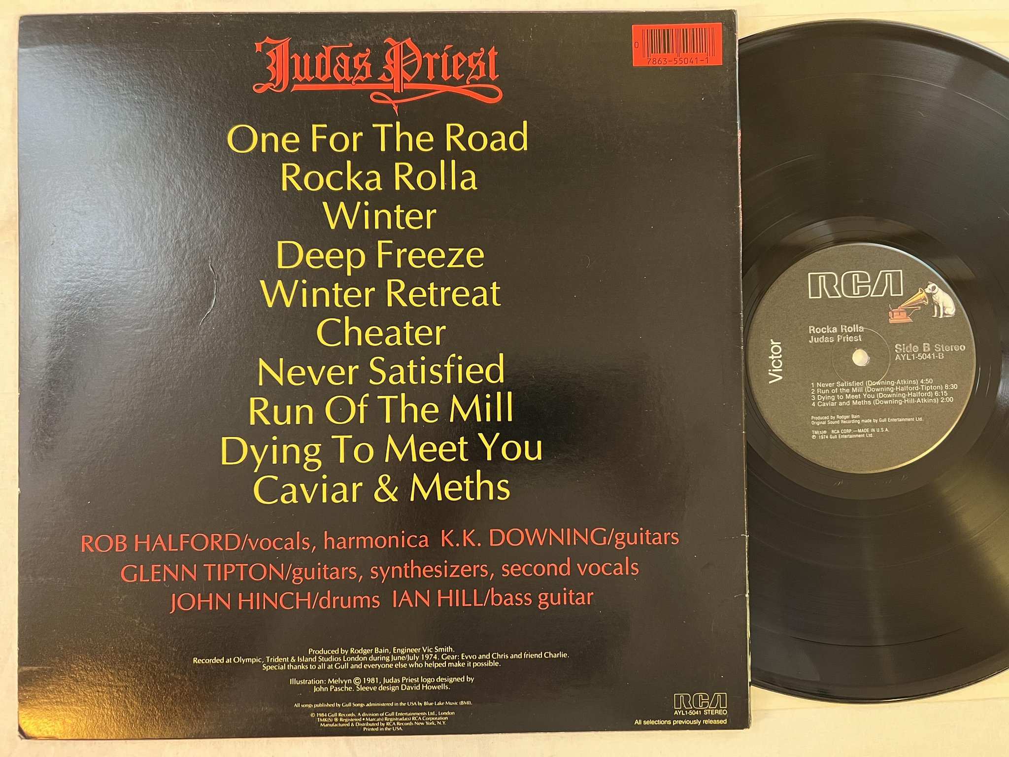 Omslagsbild för skivan JUDAS PRIEST rocka rolla LP -74/84 US RCA AYL1-5041