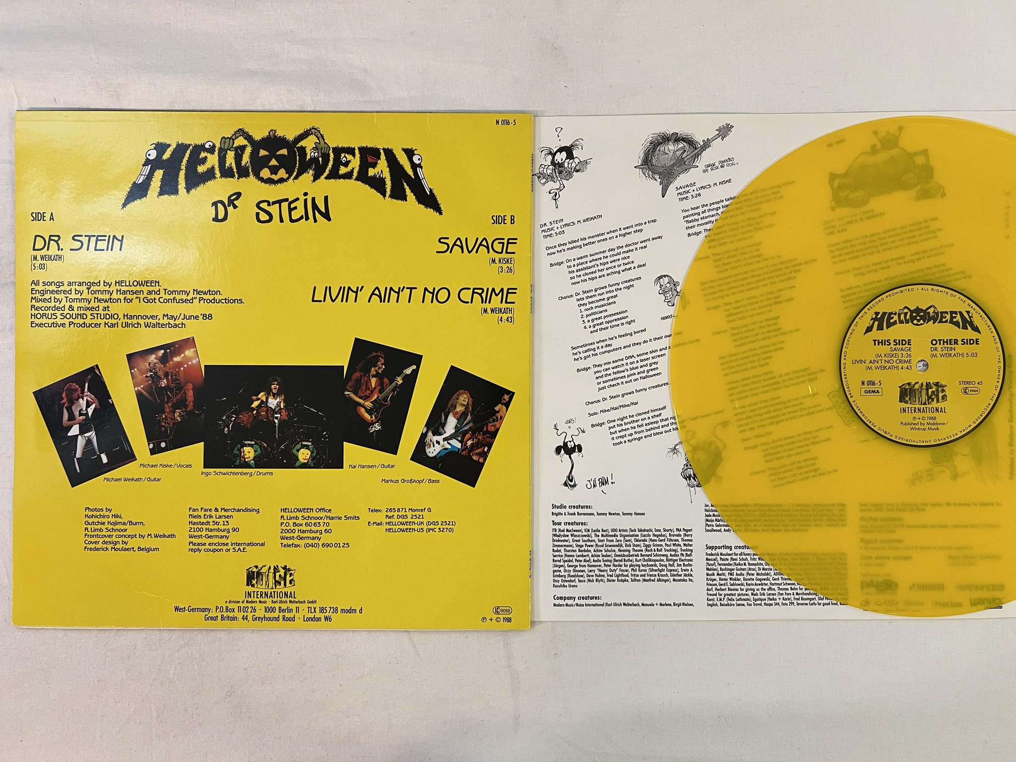 Omslagsbild för skivan HALLOWEEN Dr Stein 12" -88 Ger NOISE INTERNATIONAL n 0116-5 ** yellow vinyl **
