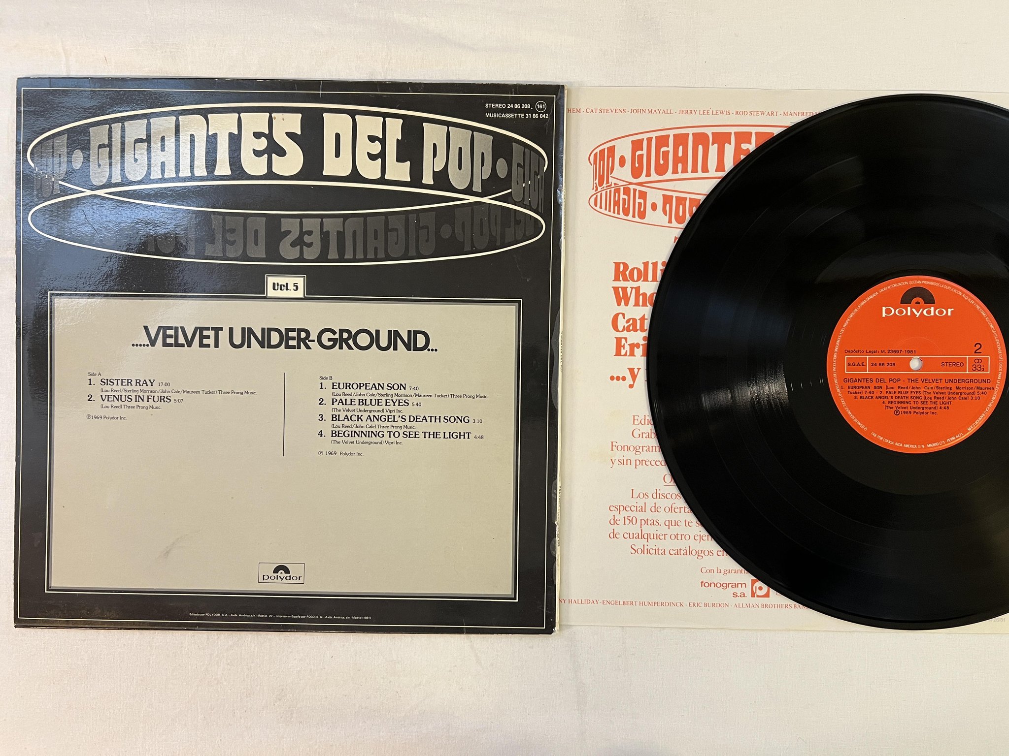 Omslagsbild för skivan THE VELVET UNDERGROUND gigantes del pop LP Spain POLYDOR 2486208
