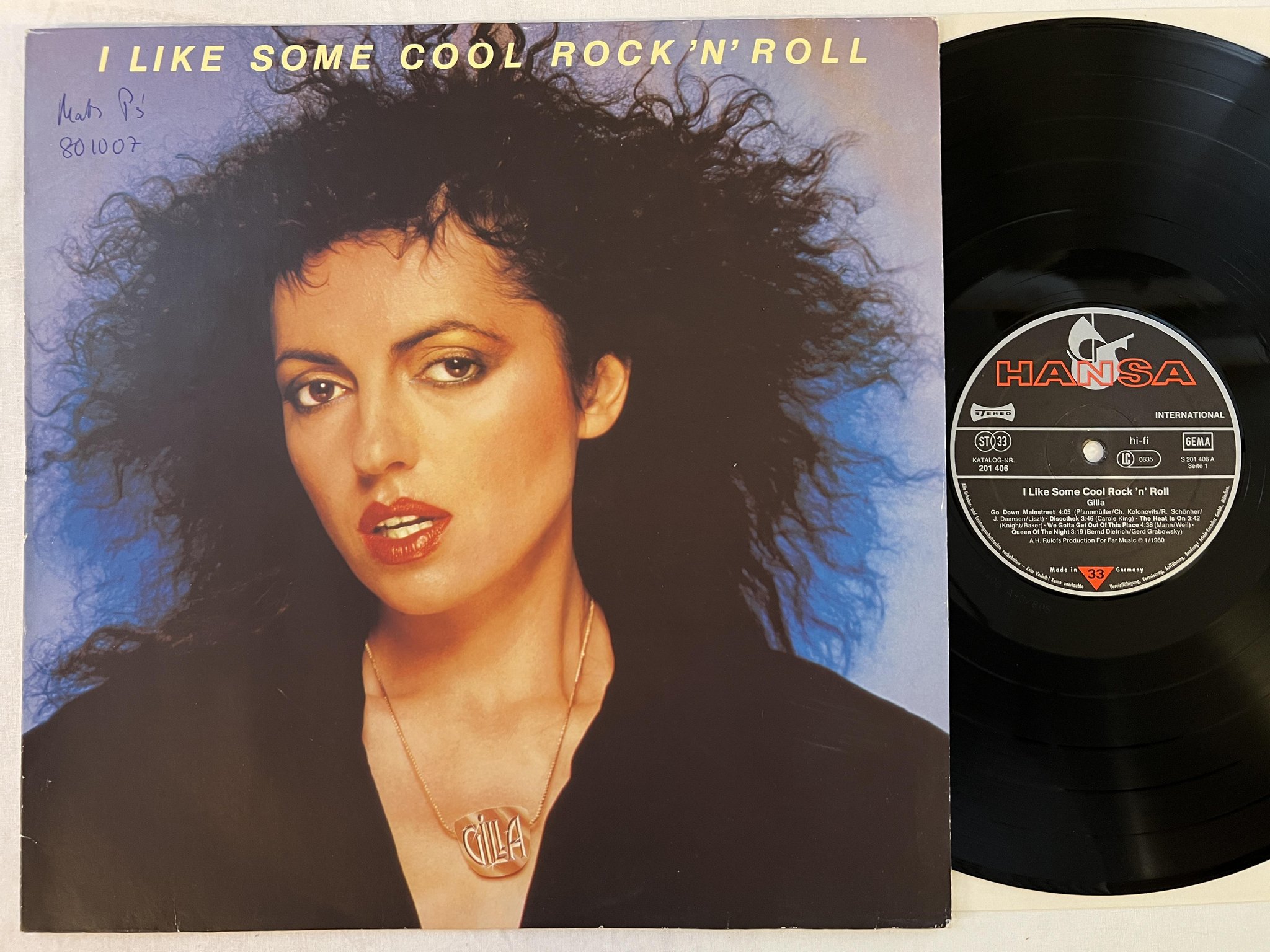 Omslagsbild för skivan GILLA I like some cool rock n roll LP -80 Ger HANSA 201 406 ** RARE **