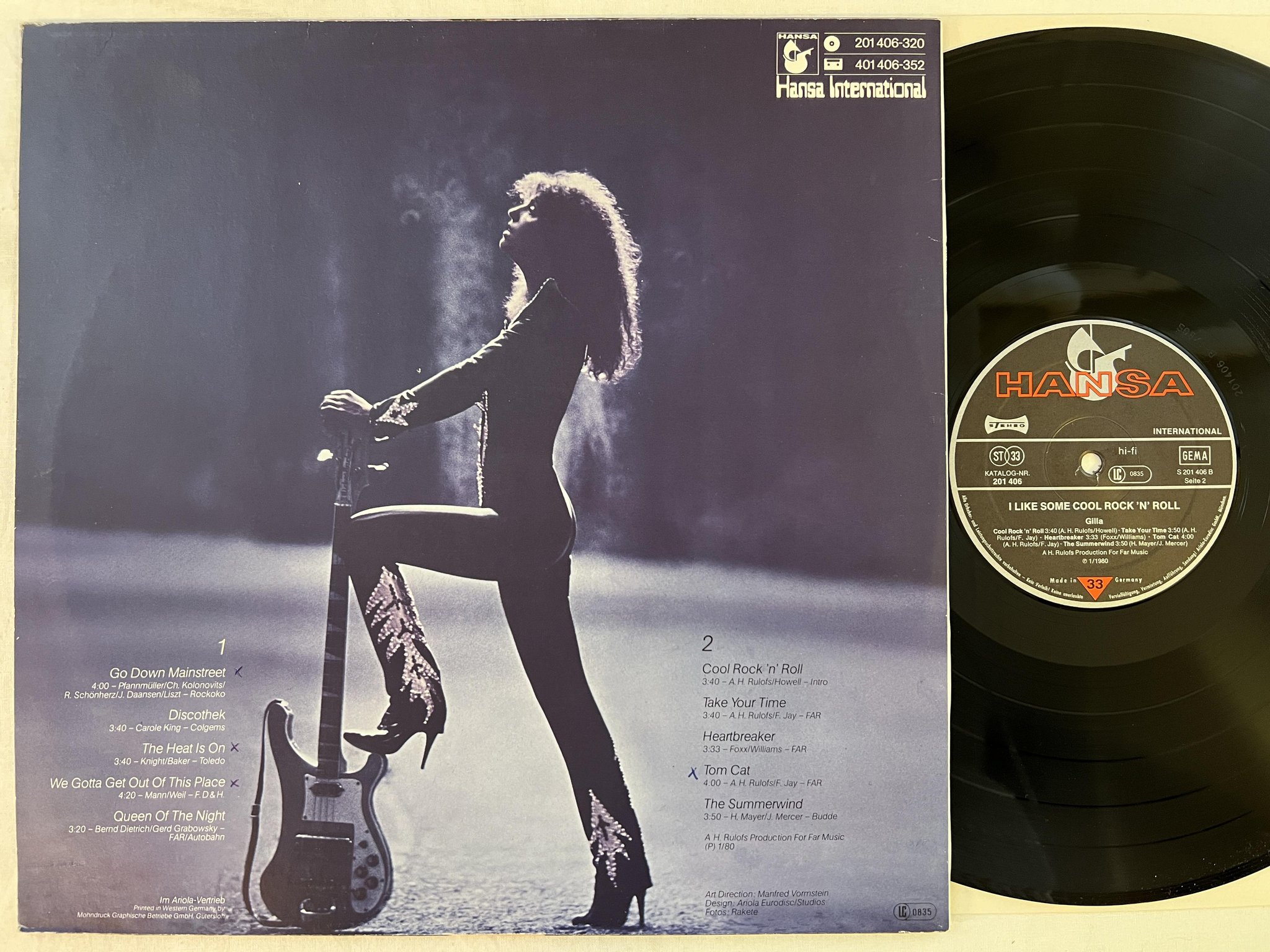 Omslagsbild för skivan GILLA I like some cool rock n roll LP -80 Ger HANSA 201 406 ** RARE **