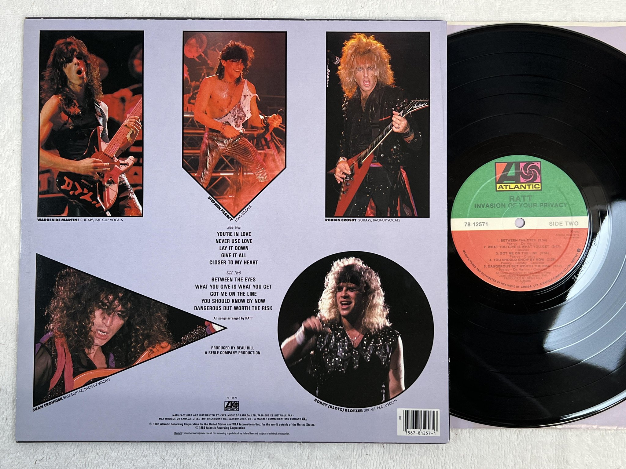 Omslagsbild för skivan RATT invasion of your privacy LP -85 Can ATLANTIC 78 12571