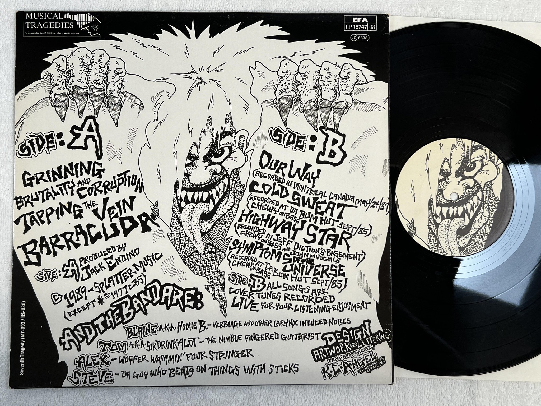 Omslagsbild för skivan THE ACCÜSED Hymns For The Deranged LP -89 Ger MUSICAL TRAGEDIES MT-093/HS-03