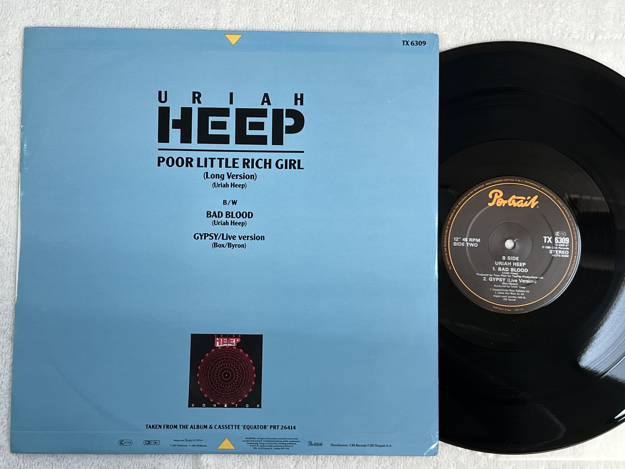 Omslagsbild för skivan URIAH HEEP Poor Little Rich Girl 12"single -85 UK PORTRAIT TX 6309