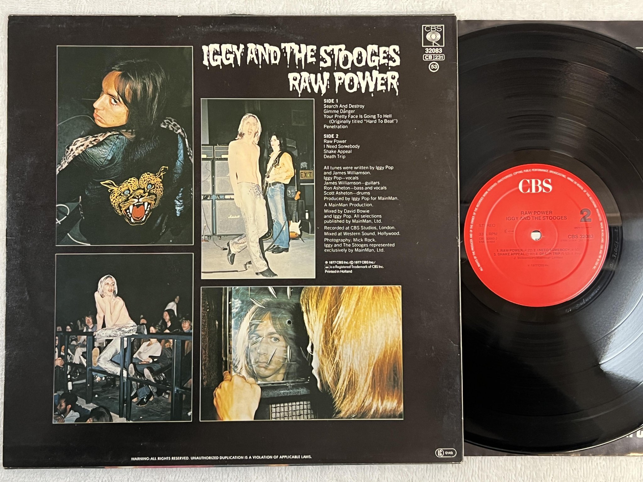 Omslagsbild för skivan IGGY AND THE STOOGES raw power LP re Hol CBS 32083 *** CLASSIC ***