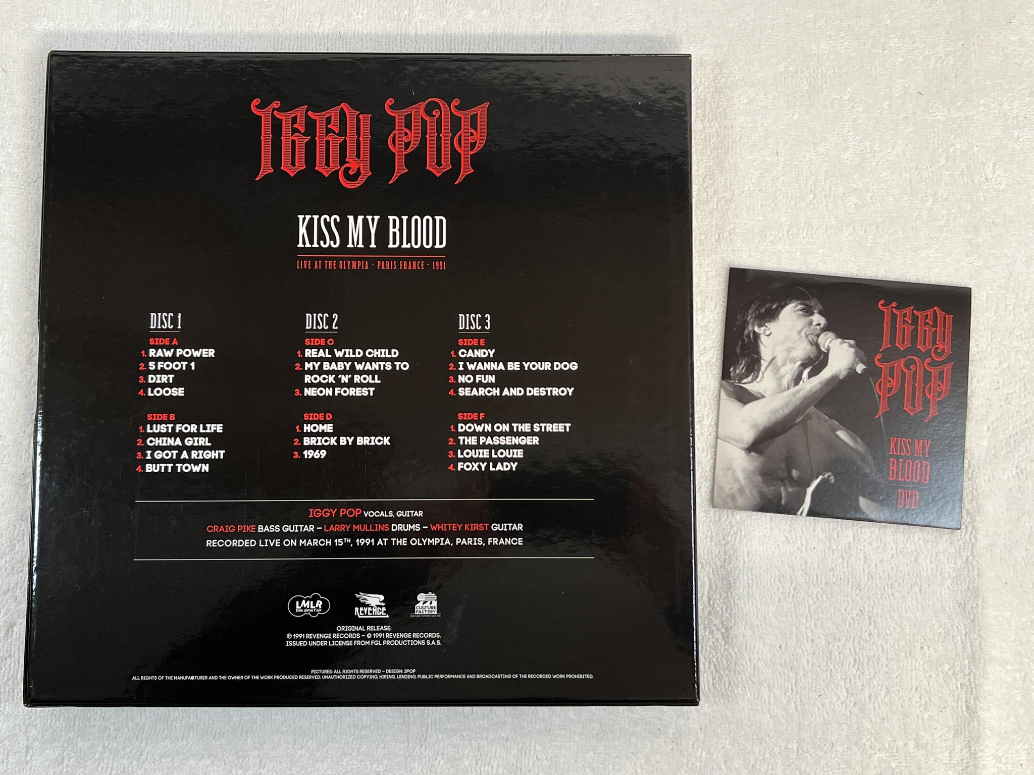 Omslagsbild för skivan IGGY POP kiss my blood 3xLP 2020 US CULTURE FACTORY **** RSD ISSUE 2020 ****