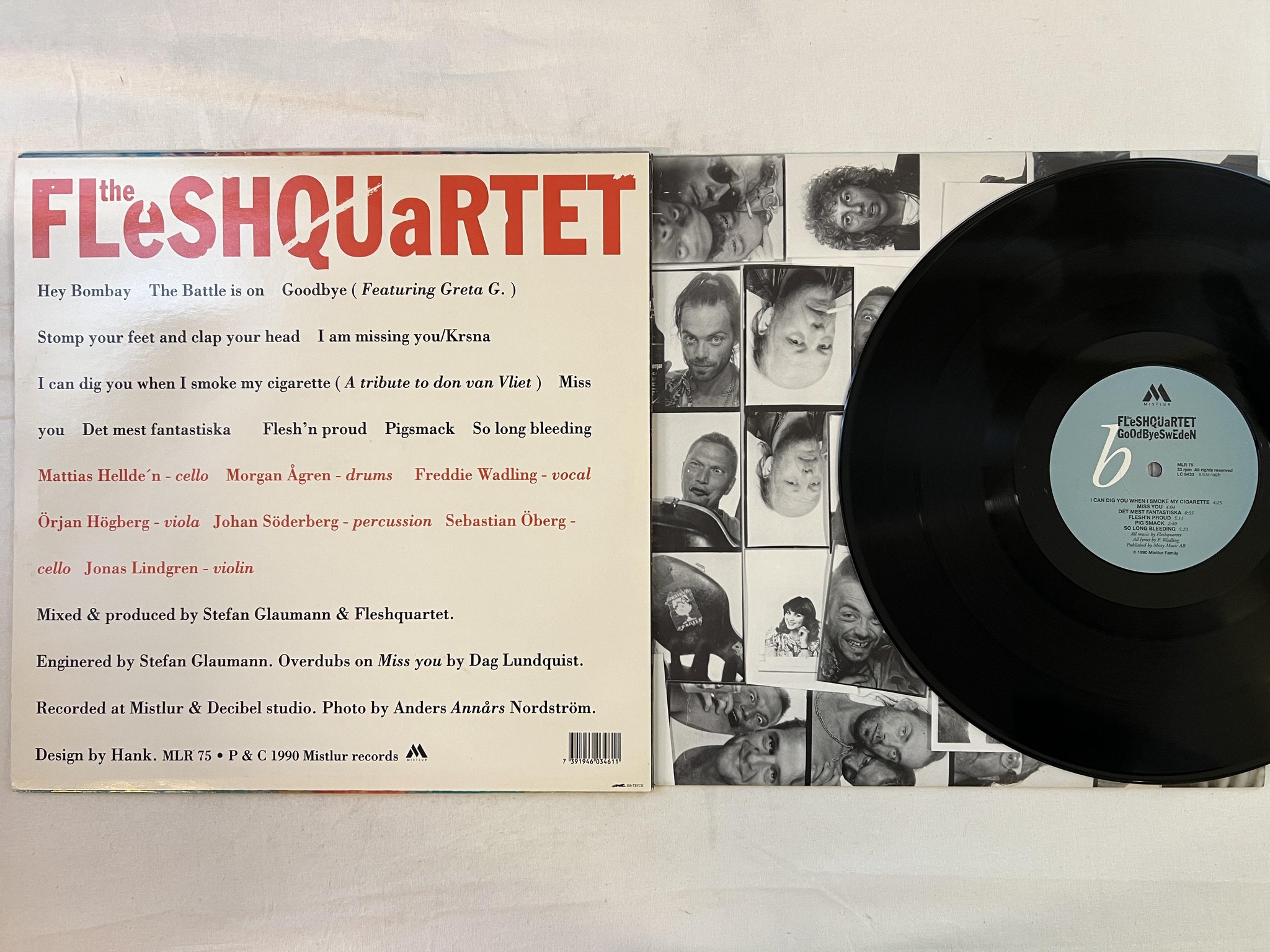 Omslagsbild för skivan FLESHQUARTET goodbye sweden LP -90 Swe MISTLUR MLR 75