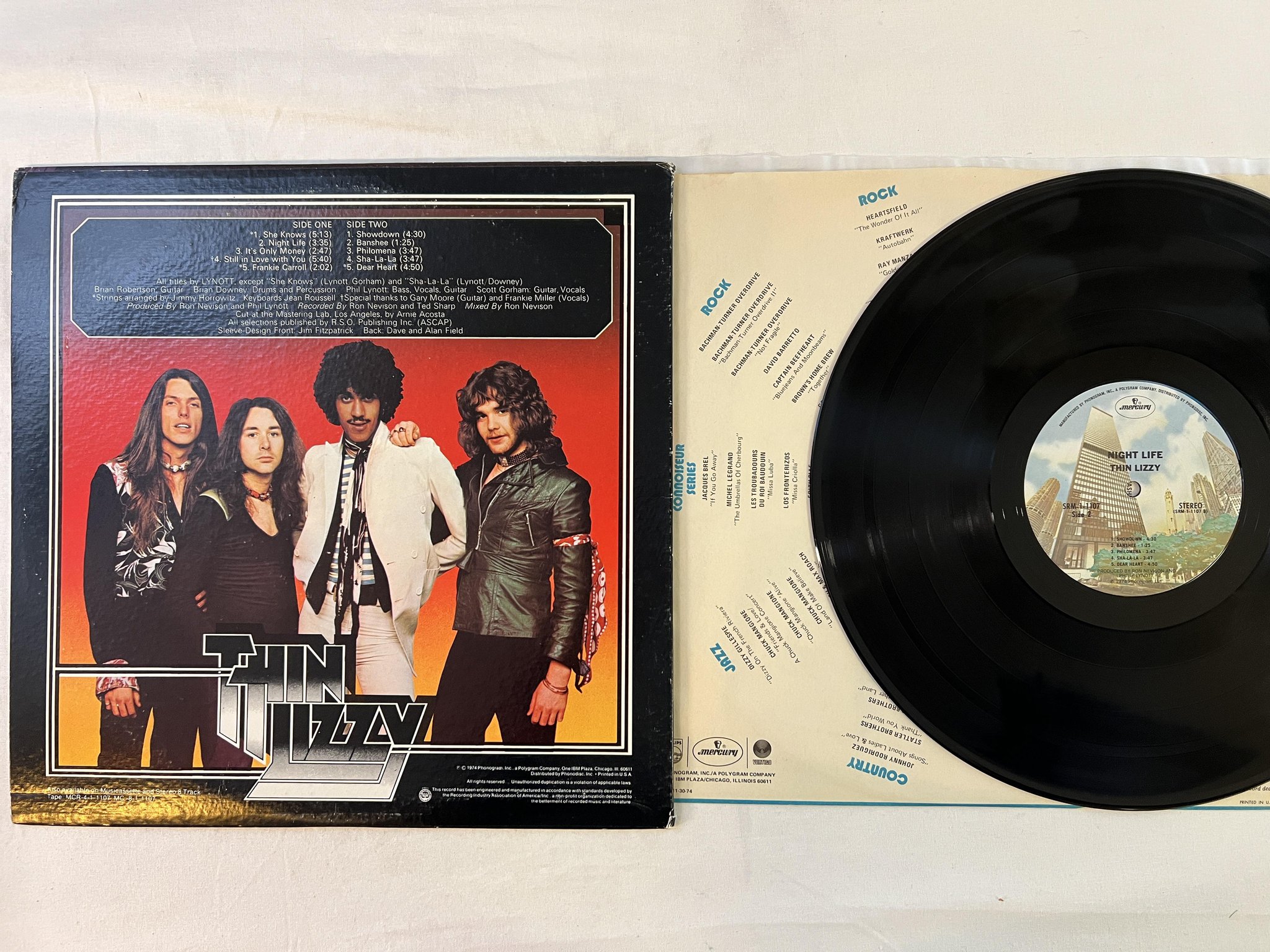 Omslagsbild för skivan THIN LIZZY night life LP -74 US MERCURY SRM-1-1107